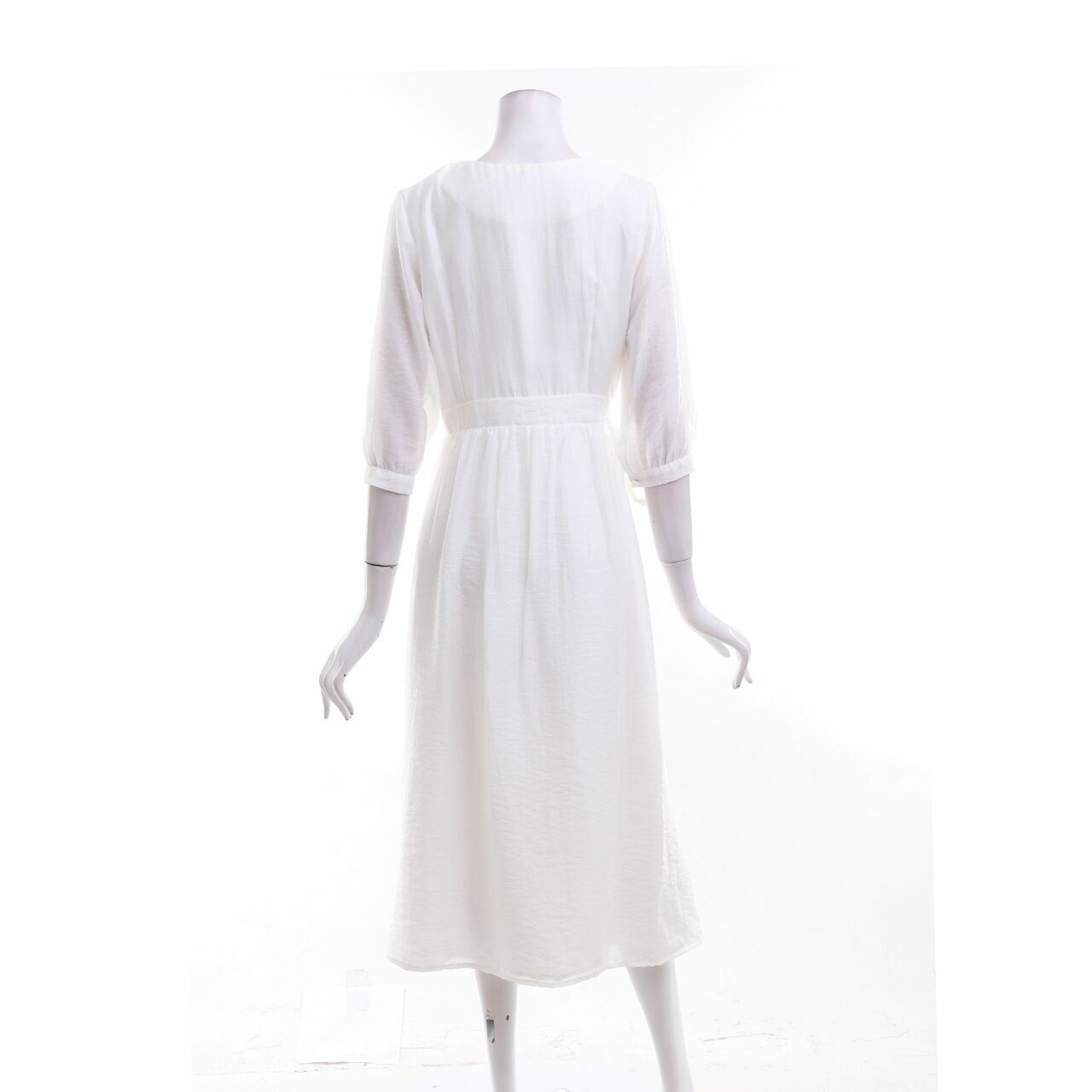 Cloth Inc Off White Wrap Midi Dress