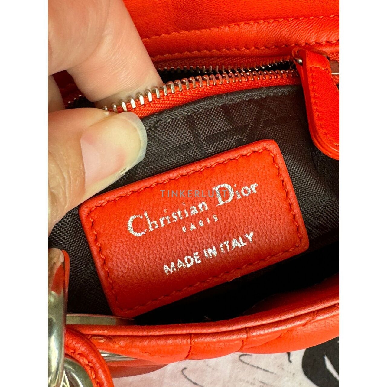 Christian Dior Lady Dior Mini Orange SHW Satchel