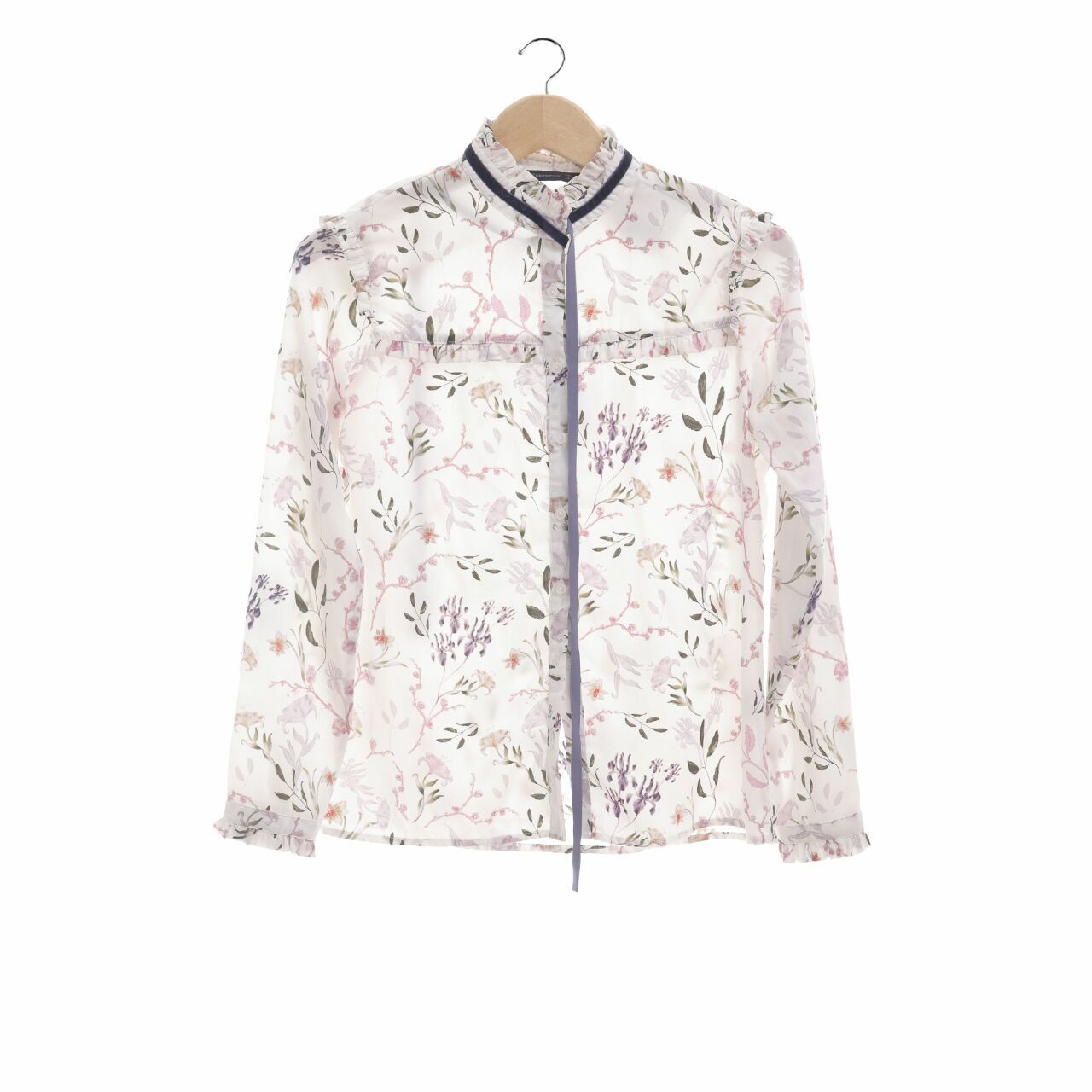 The Executive White Floral Blouse