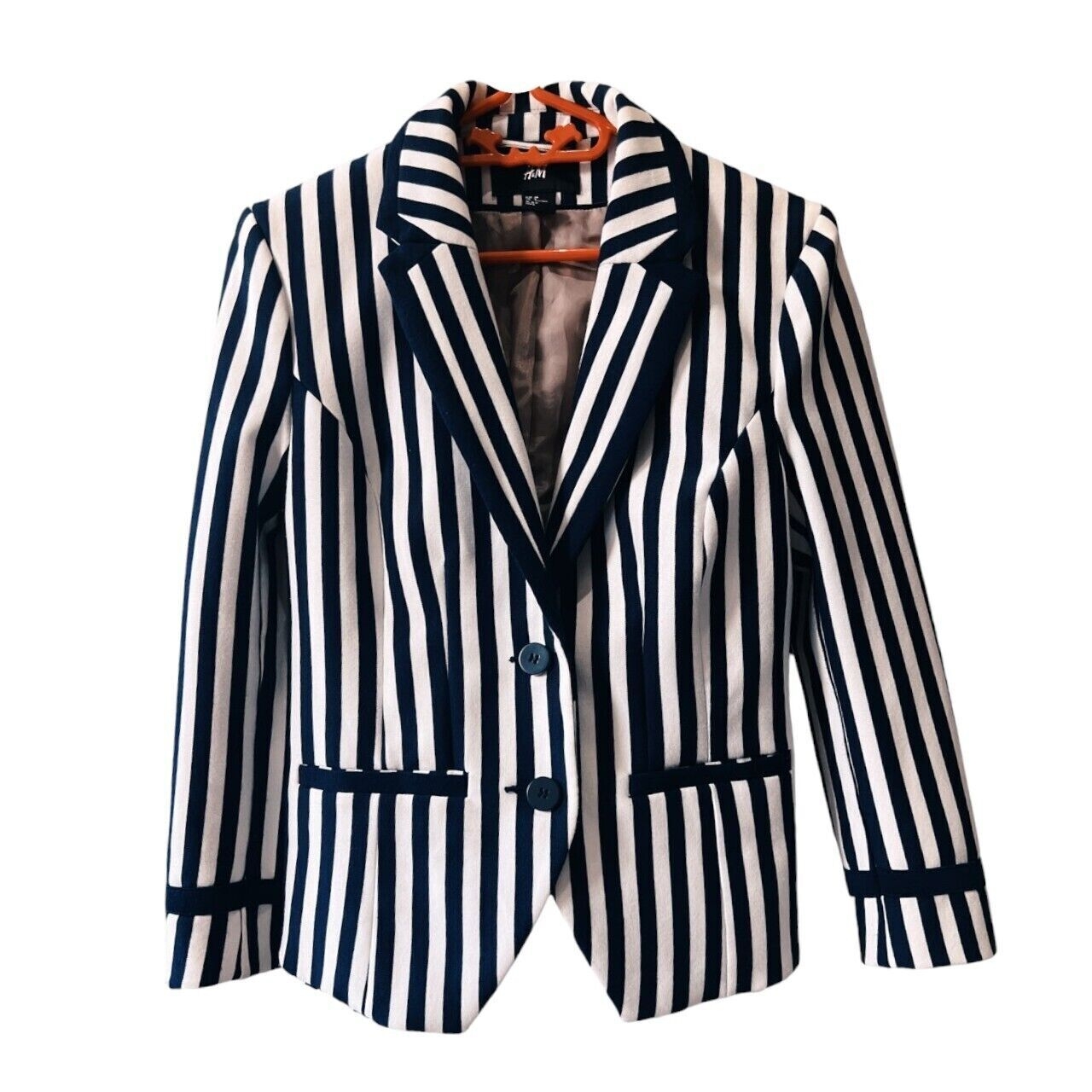 H&M Navy & White Stripes Blazer