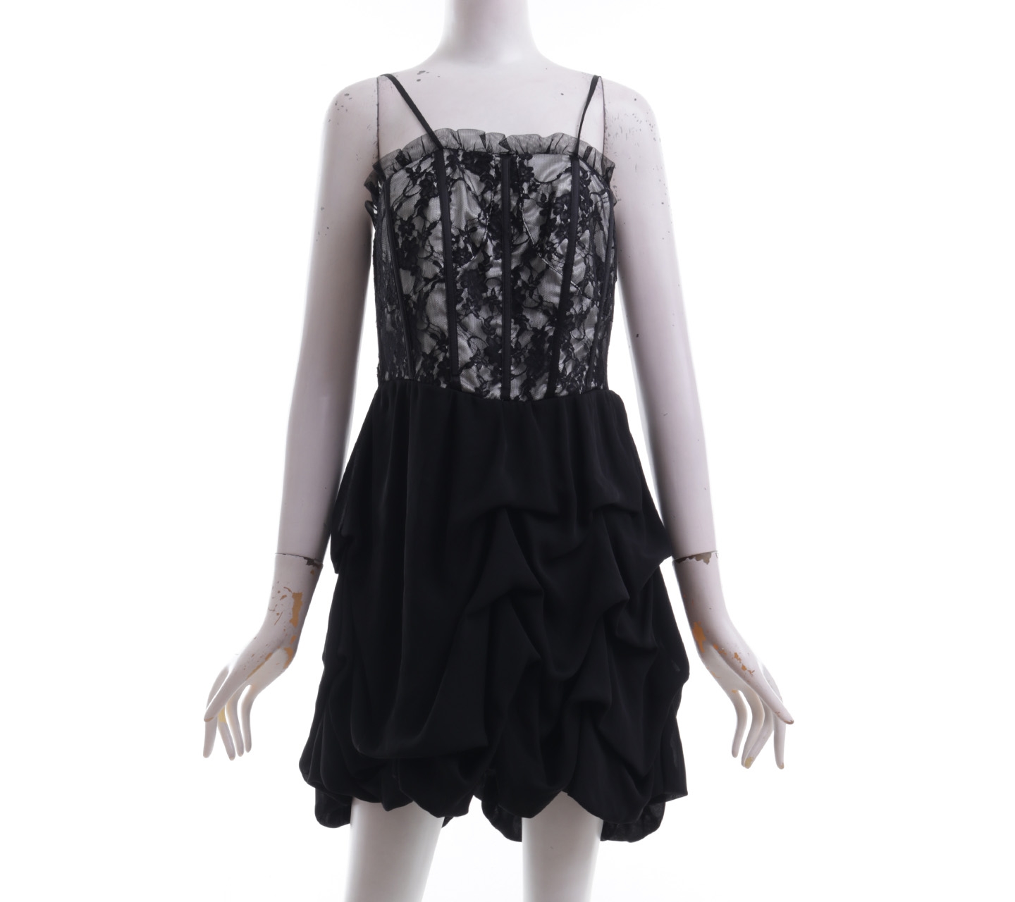 Valley Girl Black Patterned Lace Mini Dress