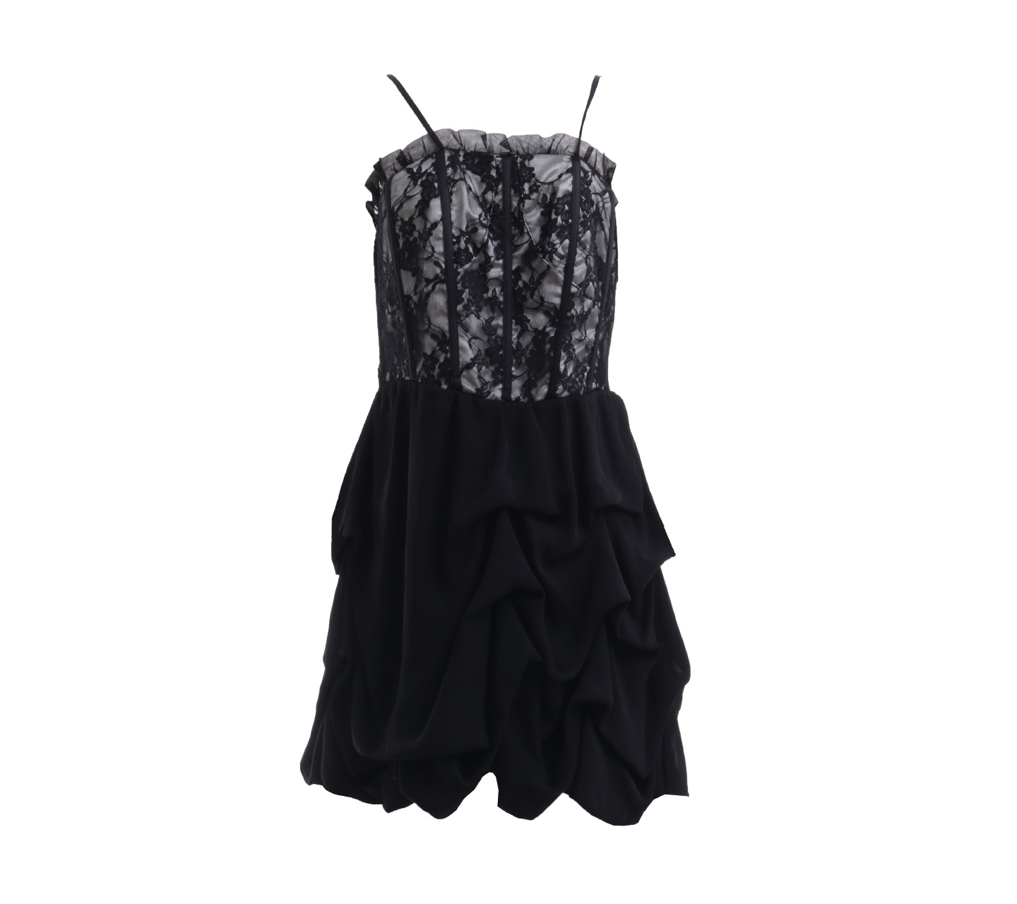 Valley Girl Black Patterned Lace Mini Dress