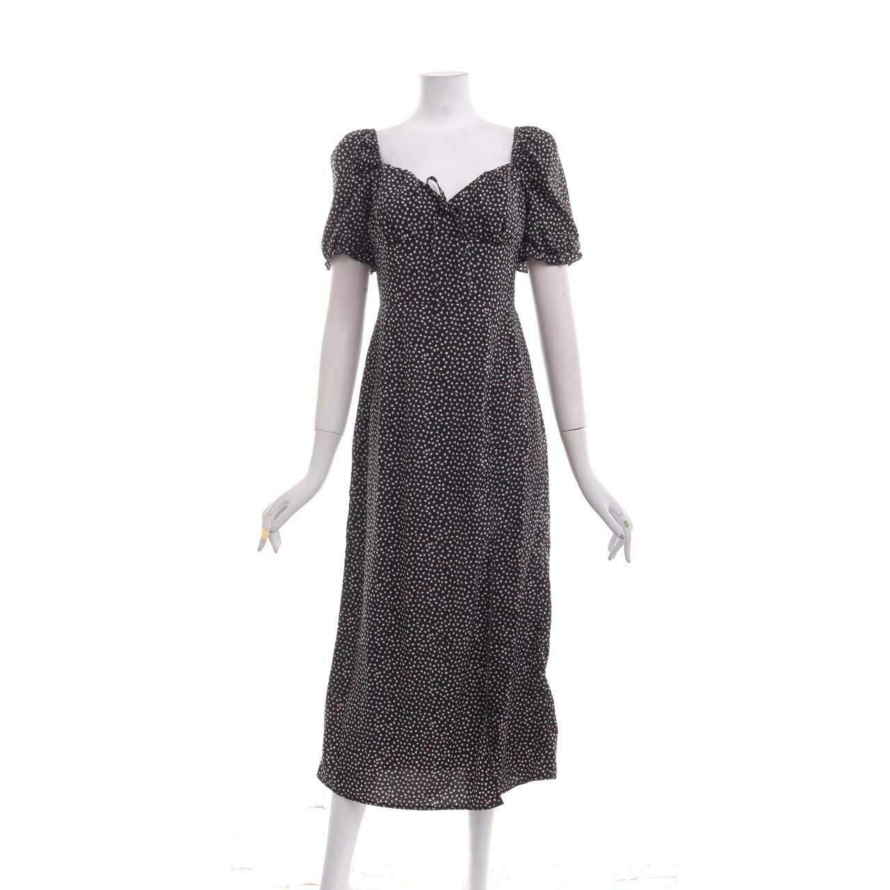 Missguided Black Pattern Midi Dress