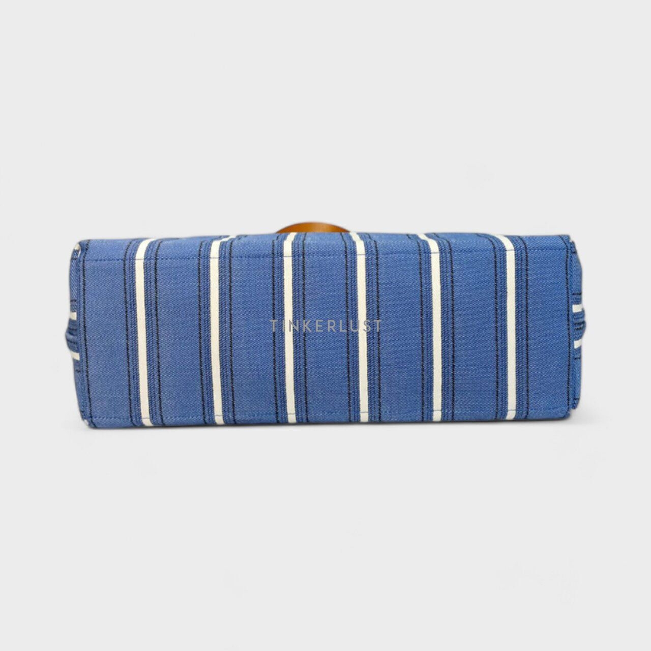Longchamp Roseau Essential Rayé Large Canvas Blue Stripe Tote Bag