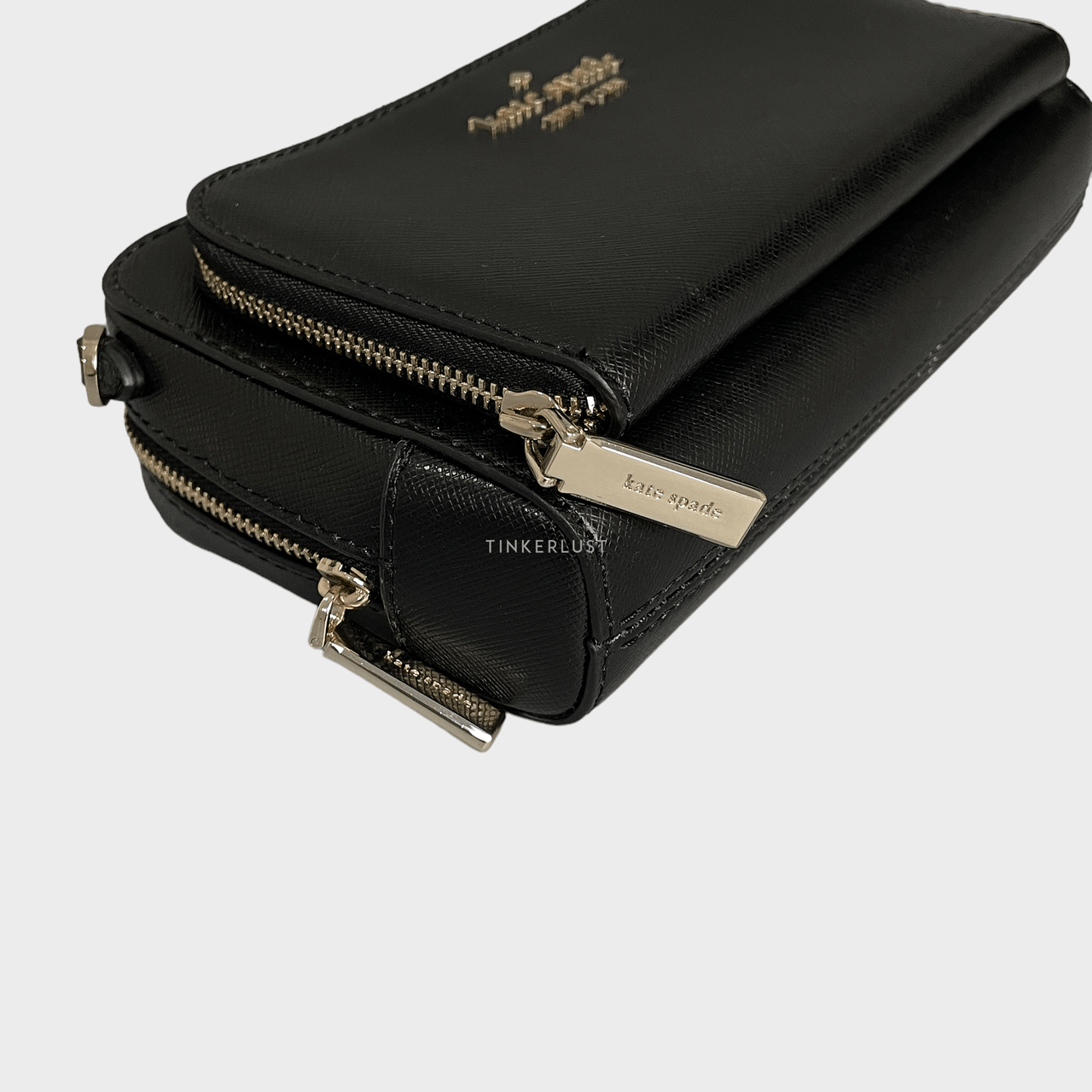 Kate Spade Staci Dual Zip Around Black Crossbody Bag 
