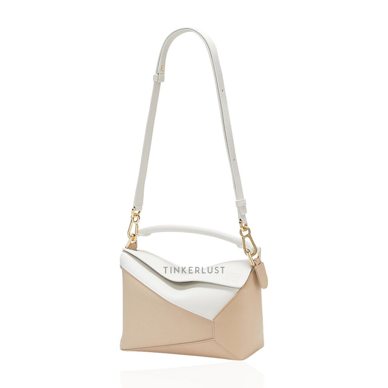 Loewe Small Puzzle Bag in Soft White/Paper Craft Classic Calfskin Satchel Bag