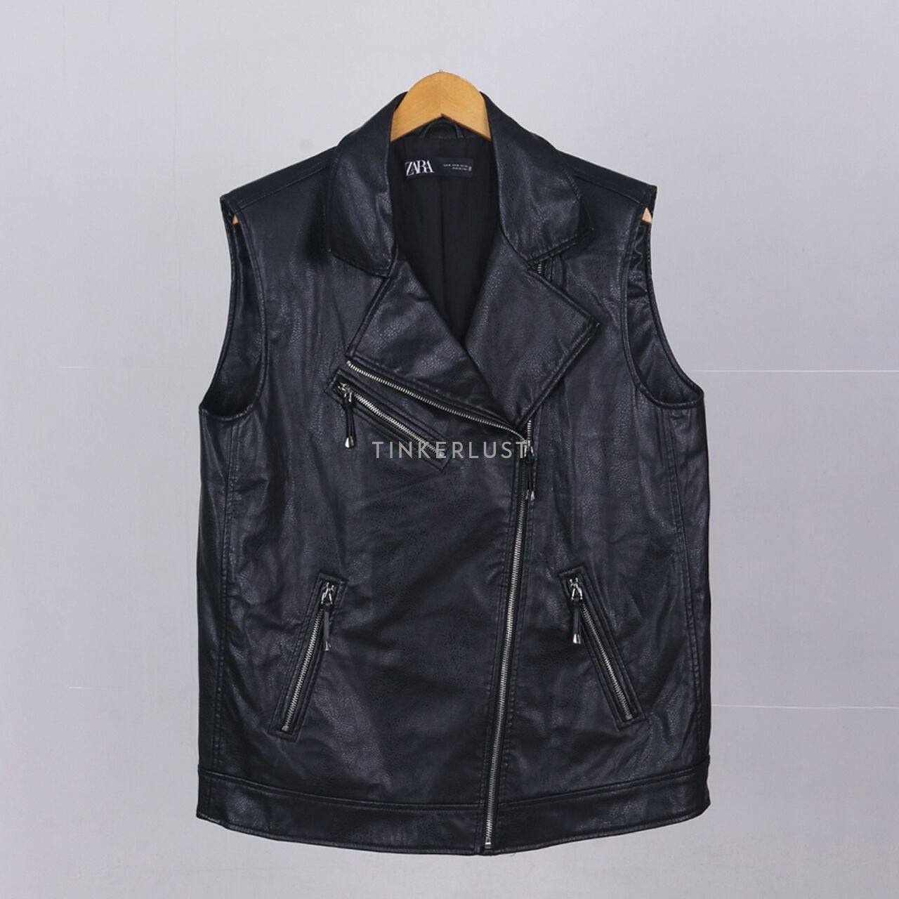 Zara Black Leather Vest