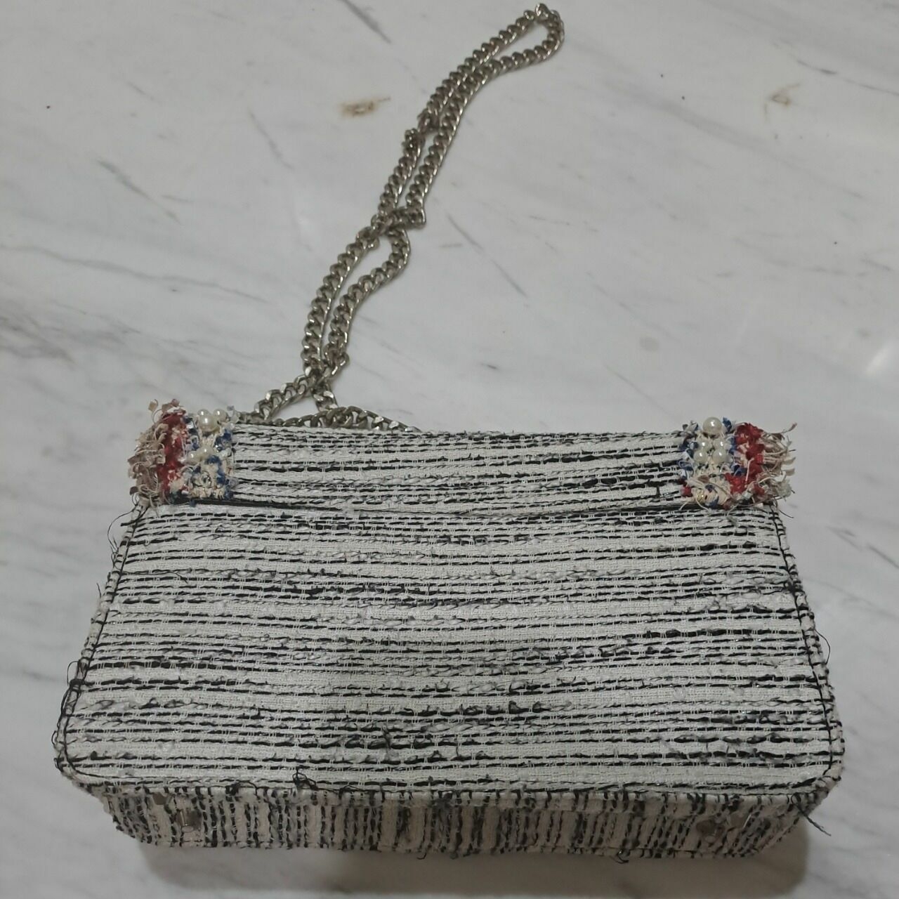 Zara Grey Stripes Handbag