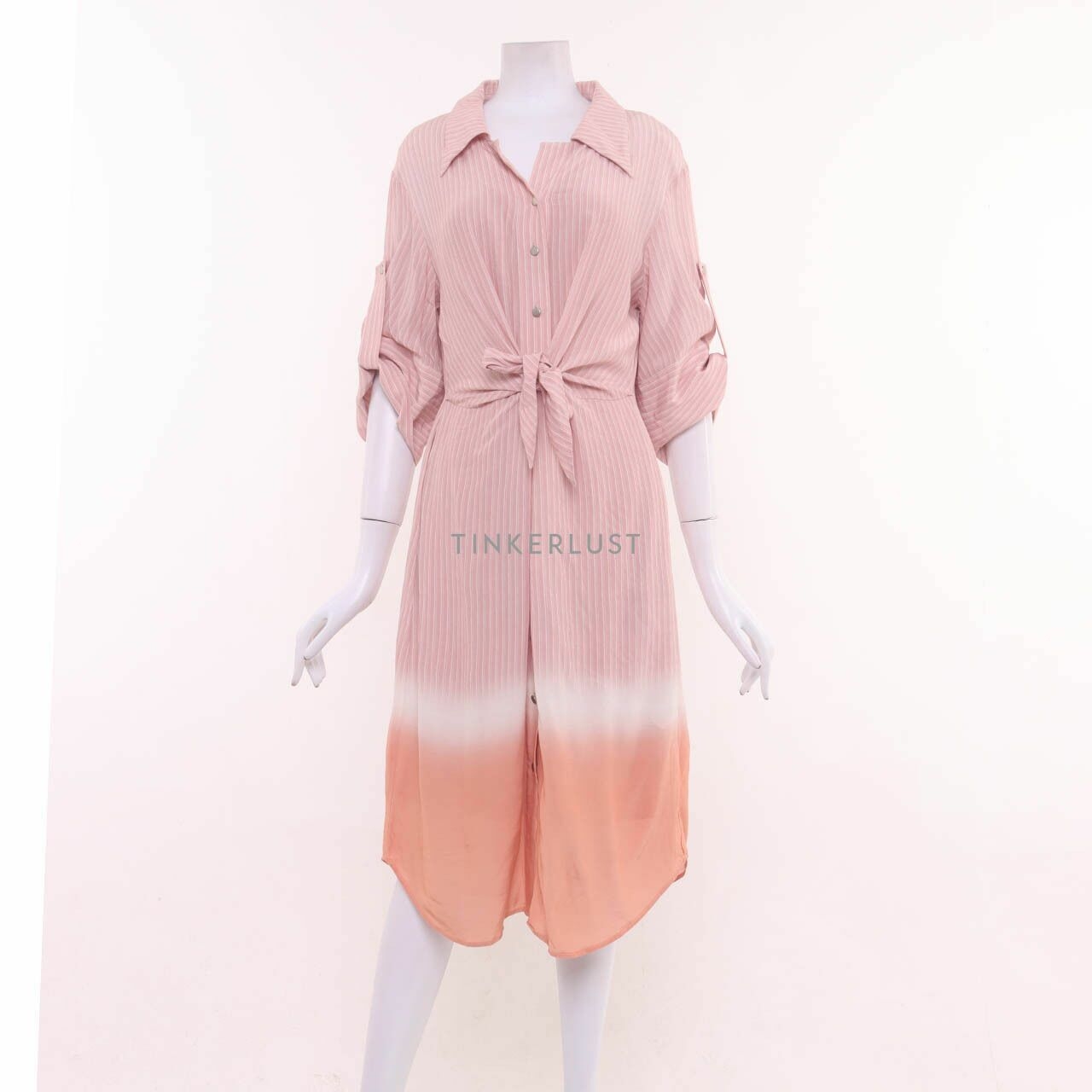 Lily Pink Stripes With Inner Shirt Midi Dress