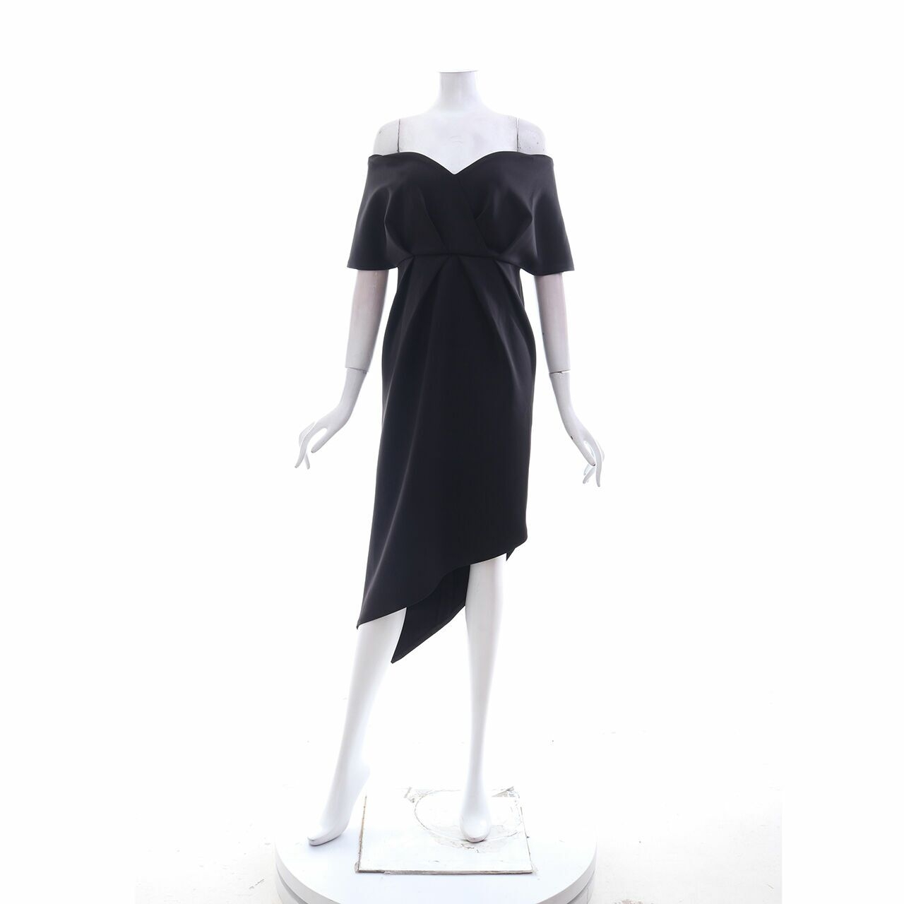 Claude Black Asymmetric Midi Dress
