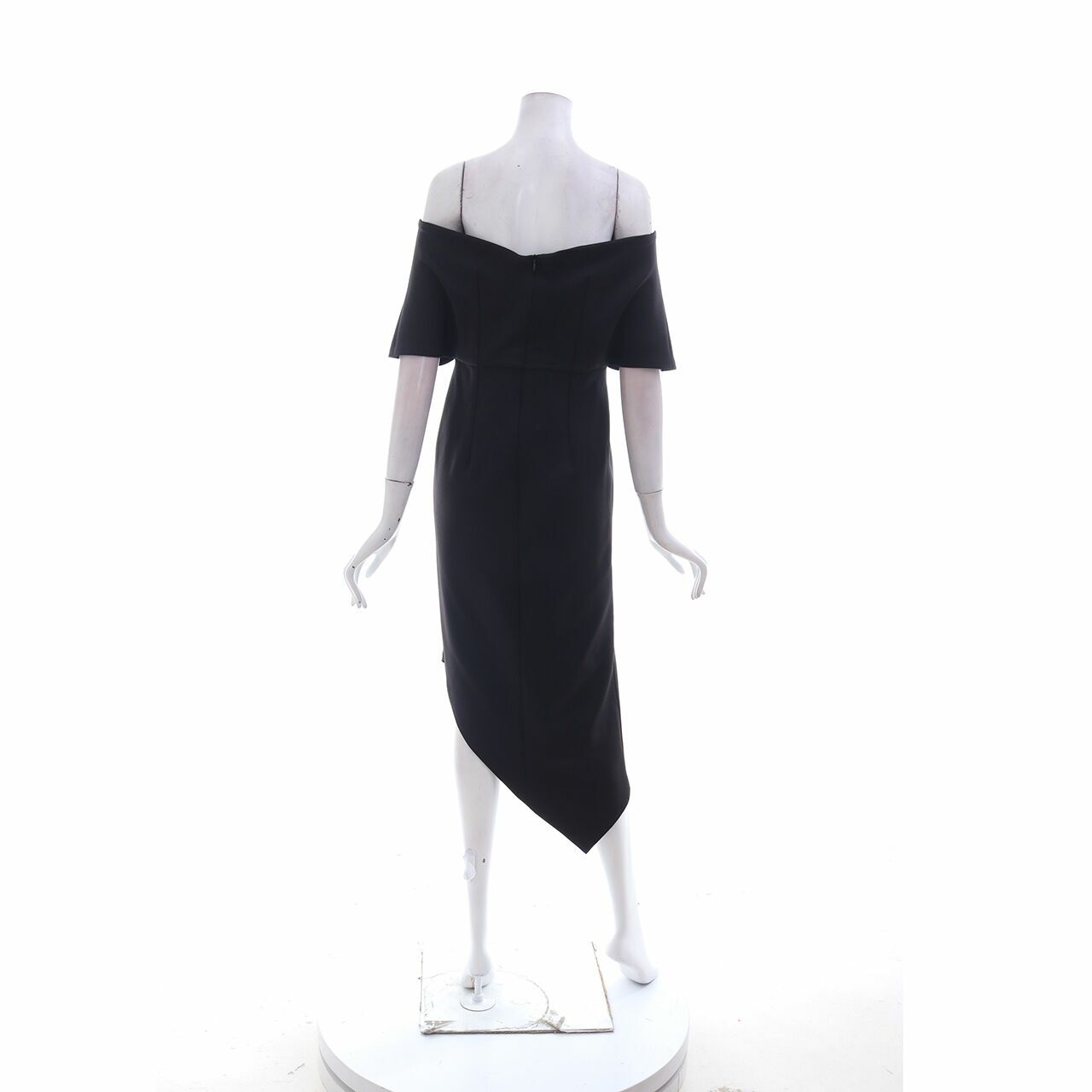 Claude Black Asymmetric Midi Dress