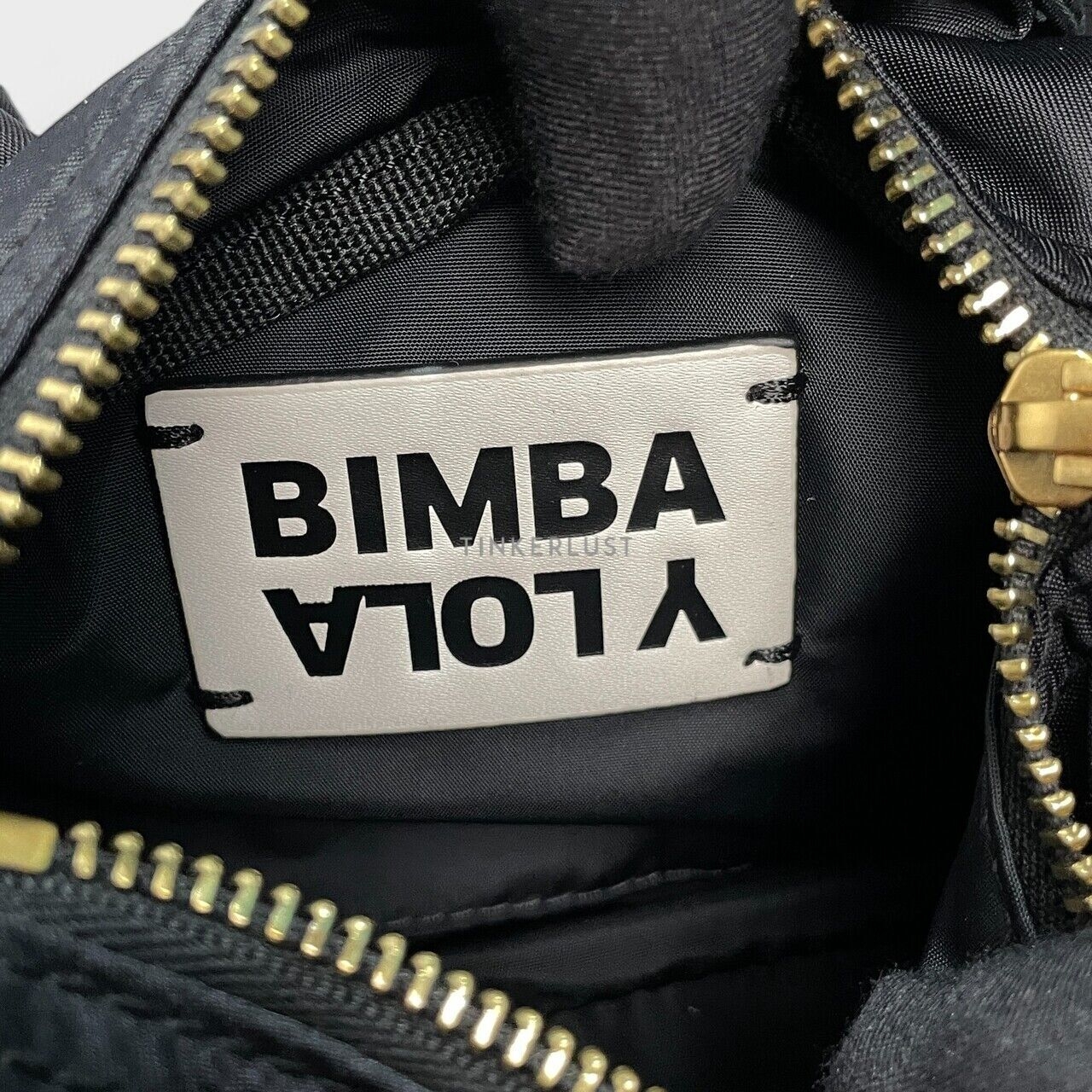 Bimba Y Lola Padded Small Black Nylon GHW Barrel Bag