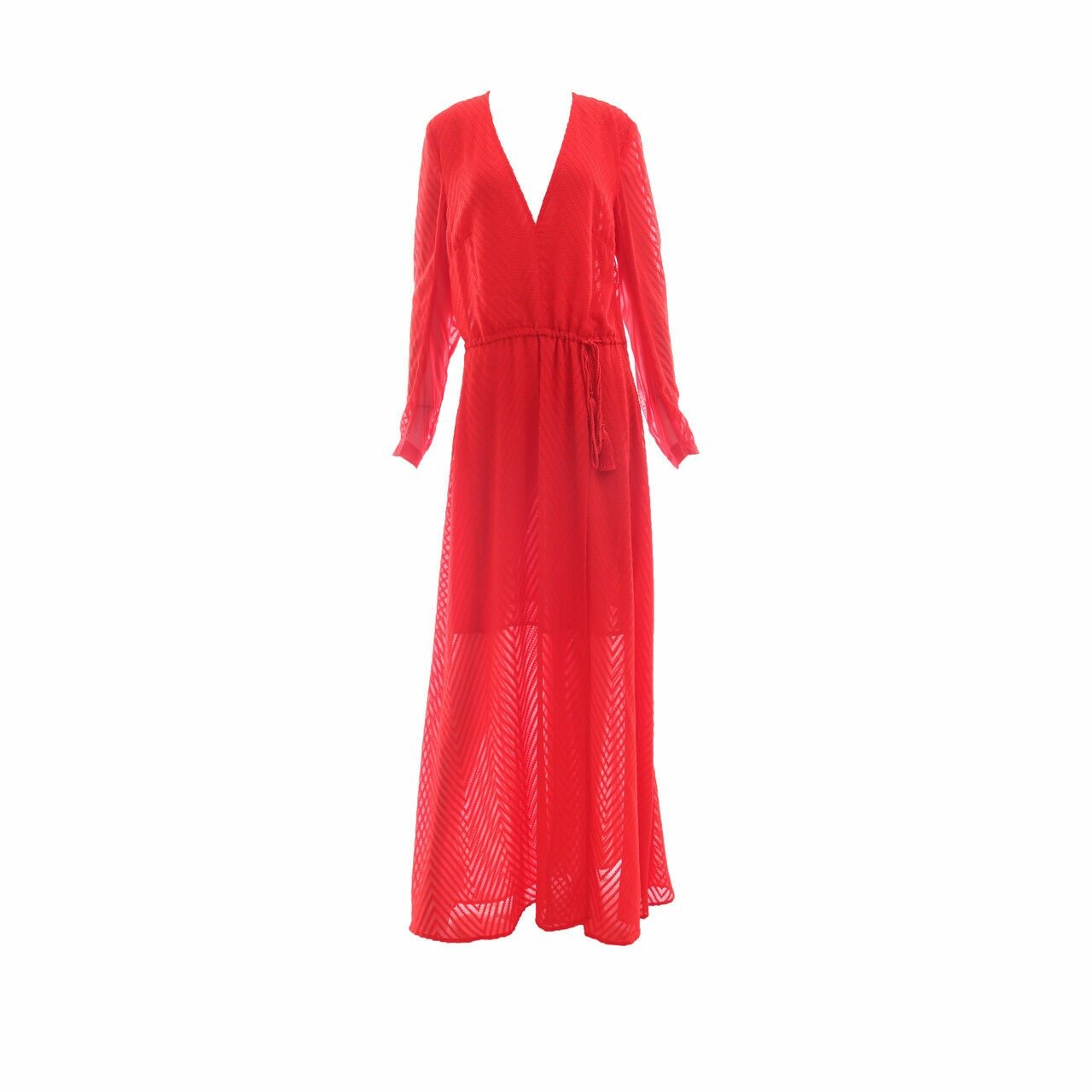 H&M Red Patterned Long Dress