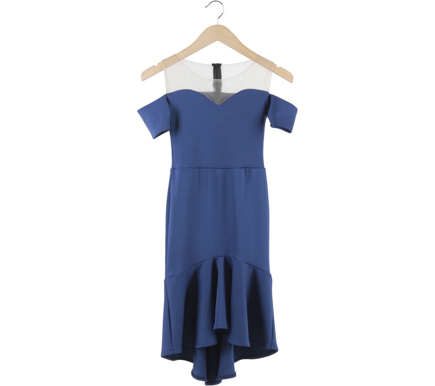 Blue Off Shoulder Midi Dress