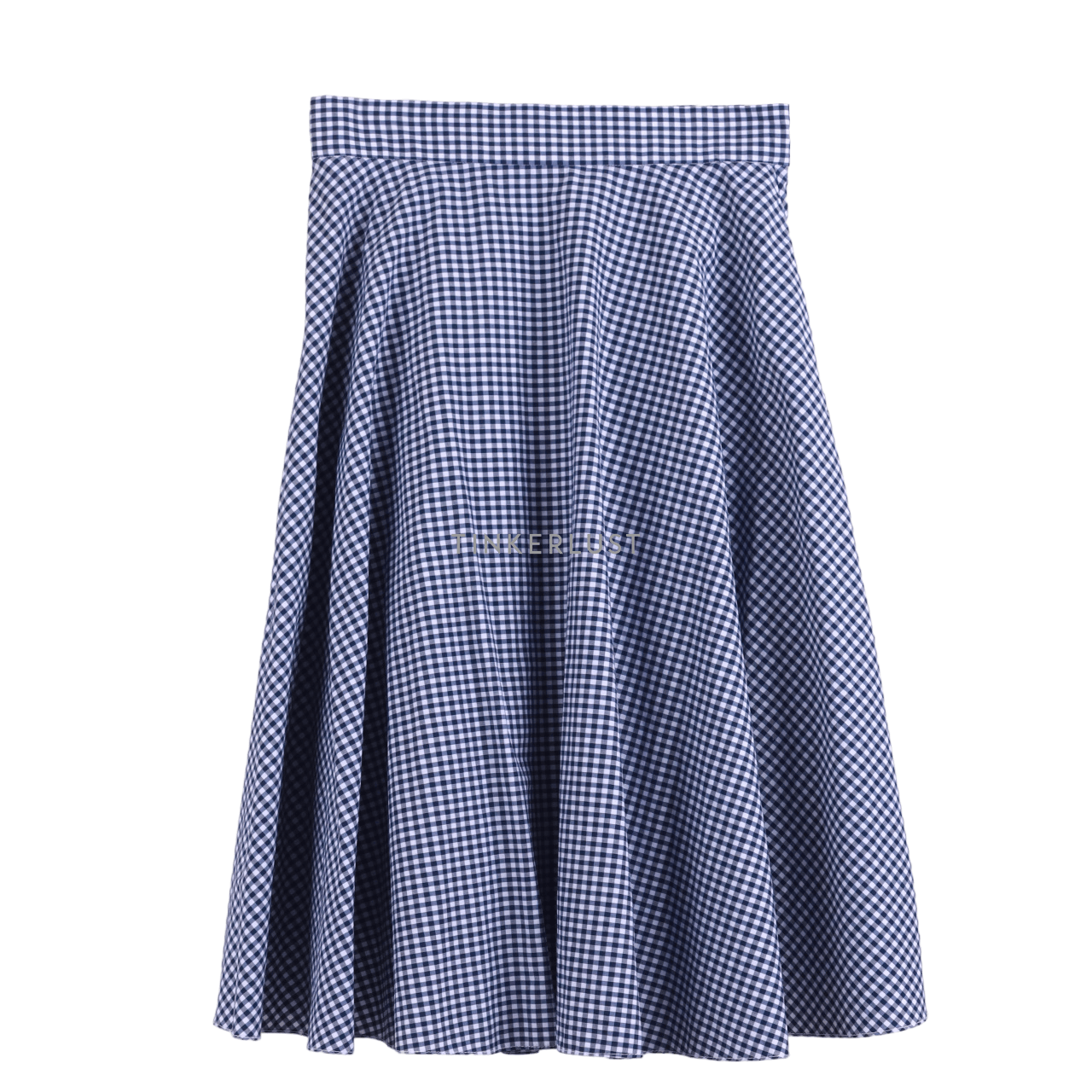 UNIQLO Navy Gingham Midi Skirt