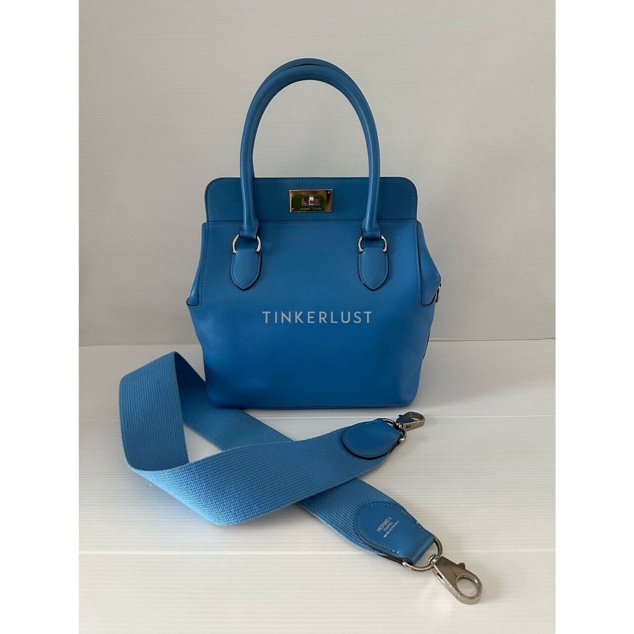 Hermes Toolbox 20 Blue Paradise #R PHW Satchel