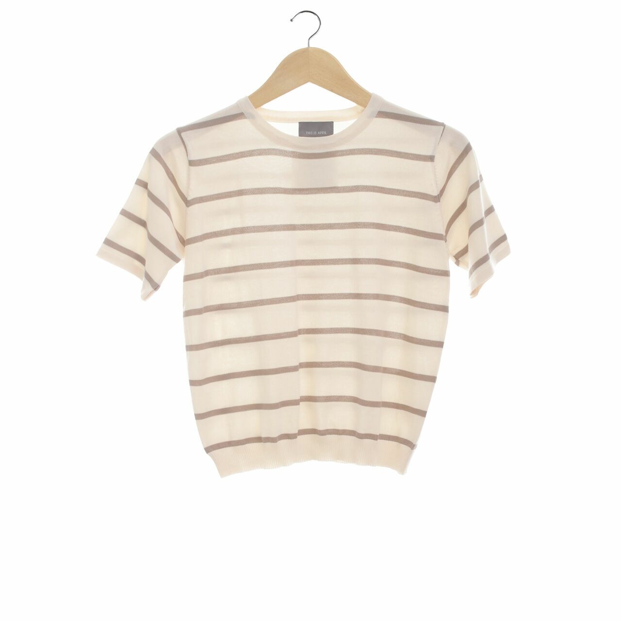 This is April Cream Stripes Knit Blouse
