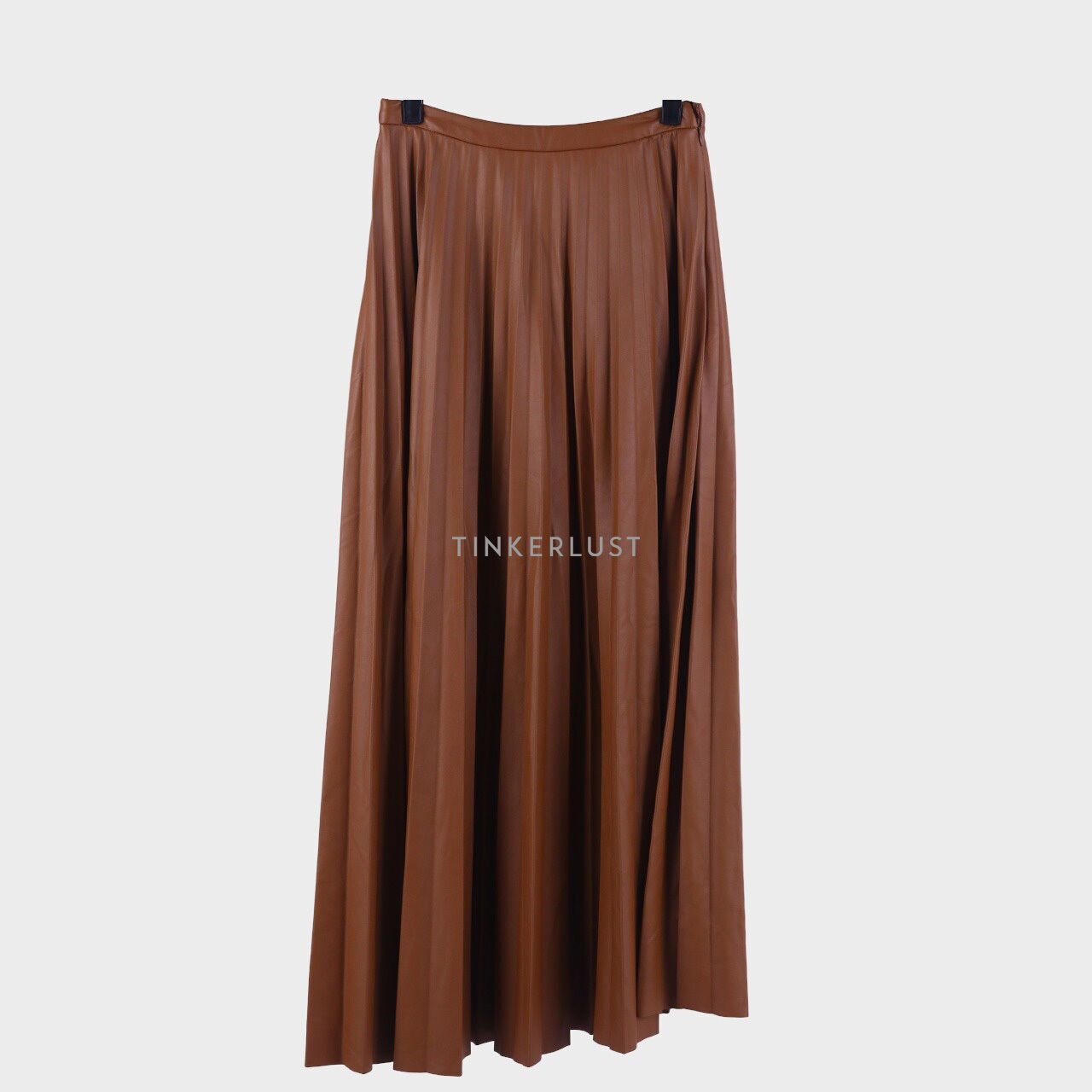 Klamby Brown Leather Midi Skirt