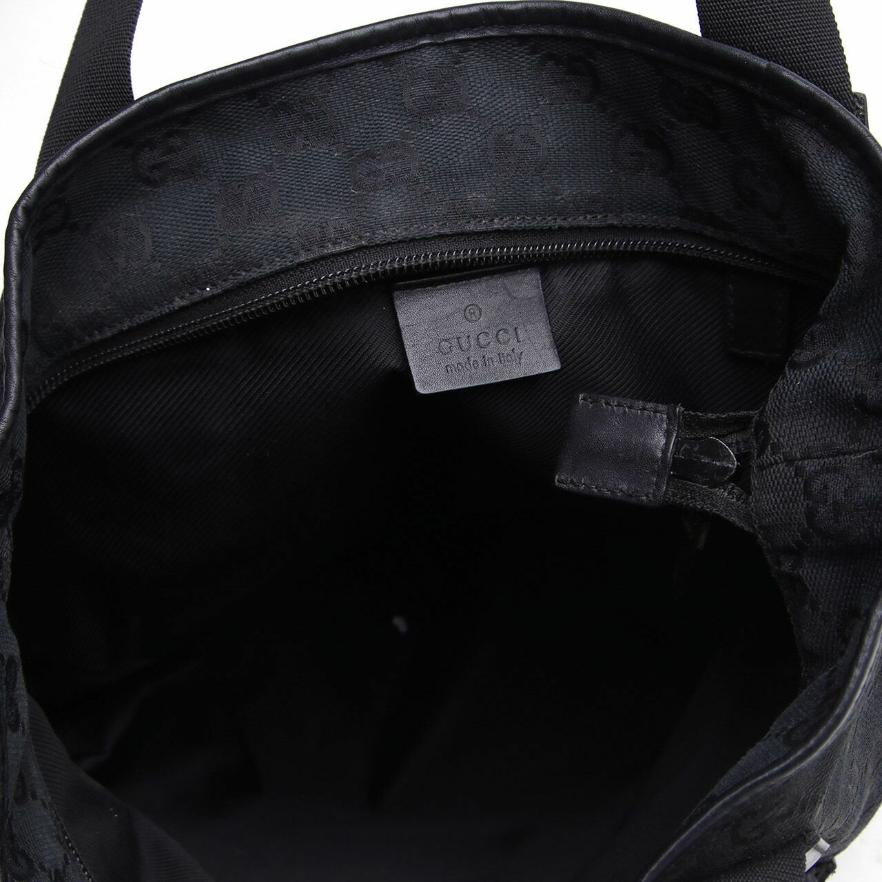 Gucci  Vintage Black Canvas Leather Tote Bag