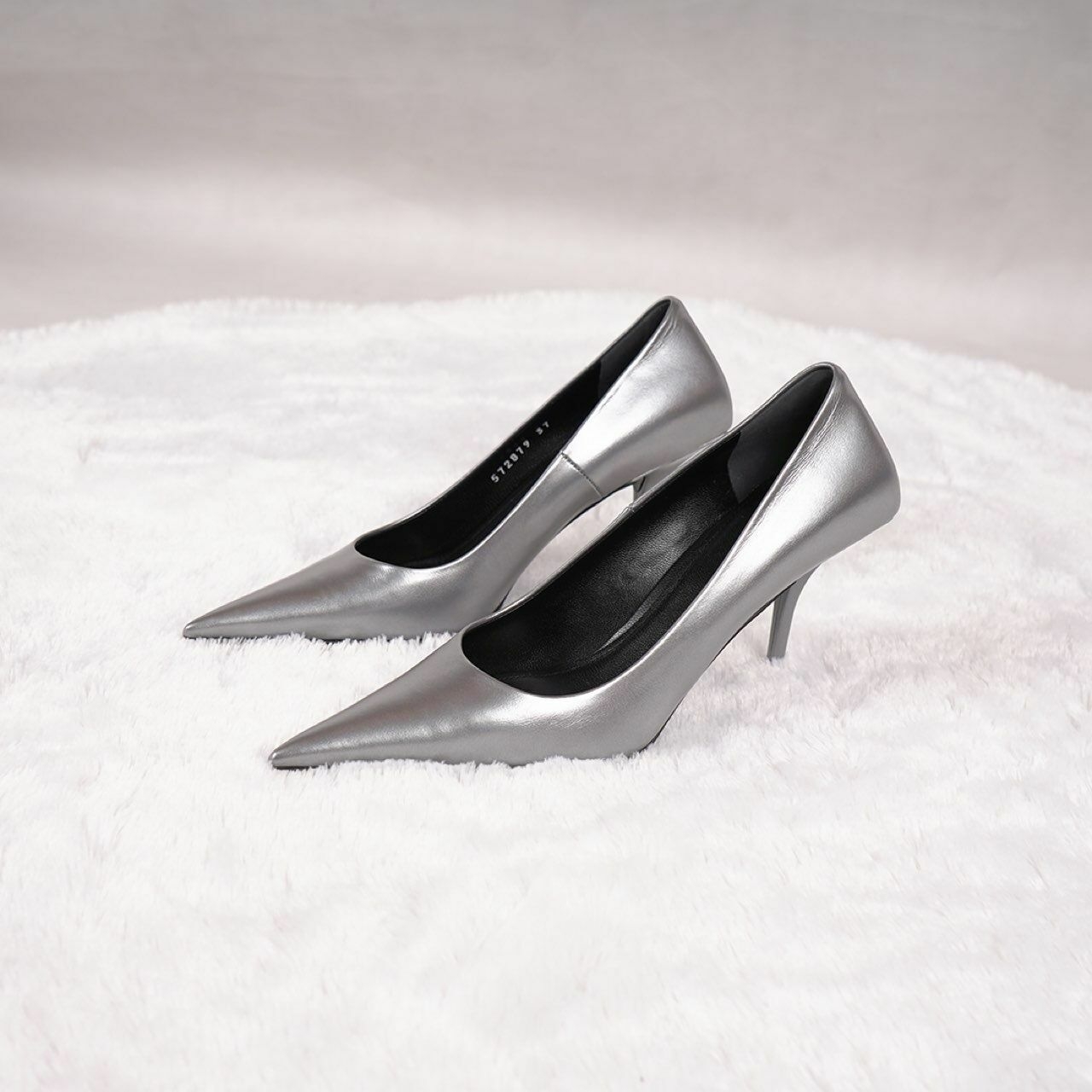 Balenciaga Silver Plaid Heels