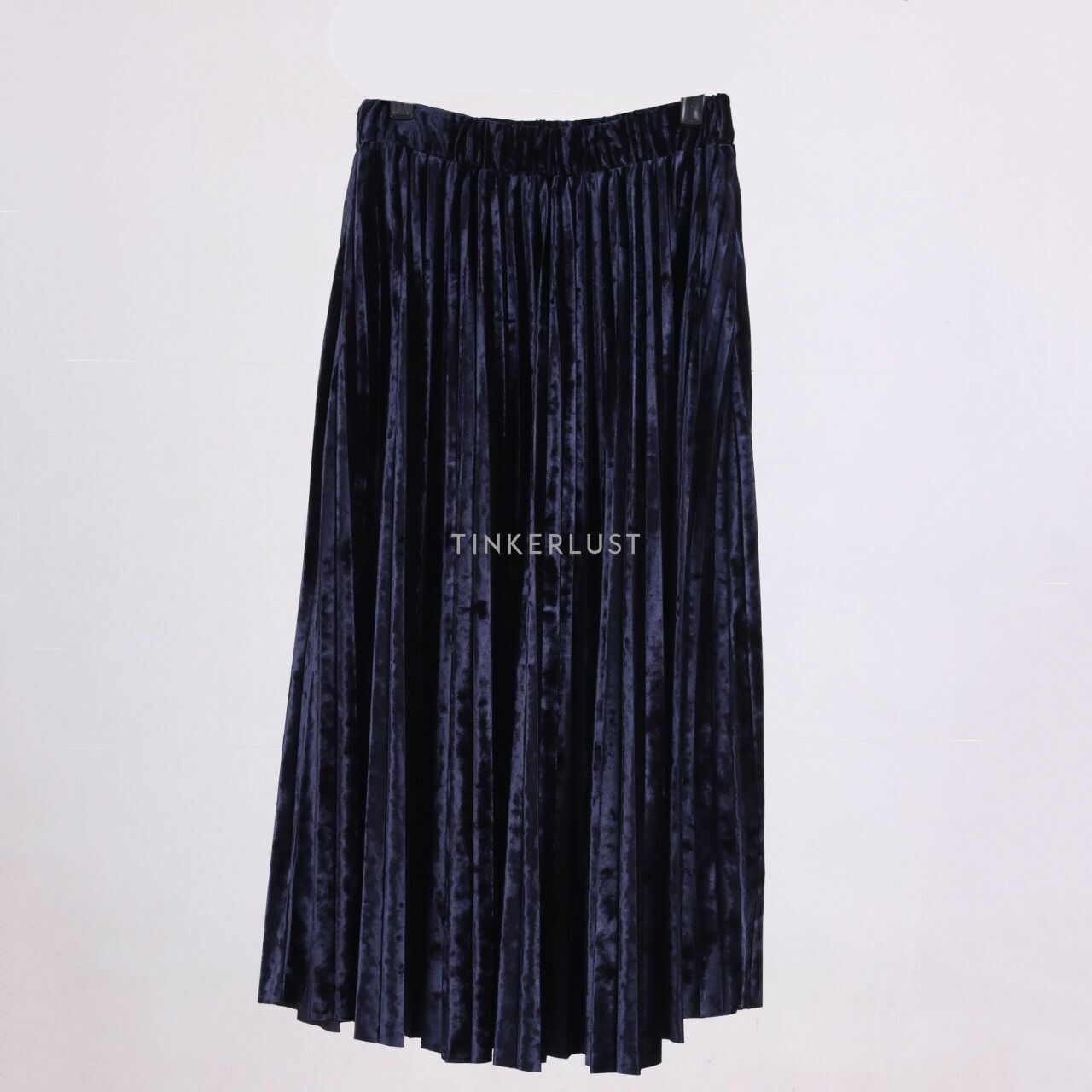 Marks & Spencer Navy Velvet Pleats Midi Skirt