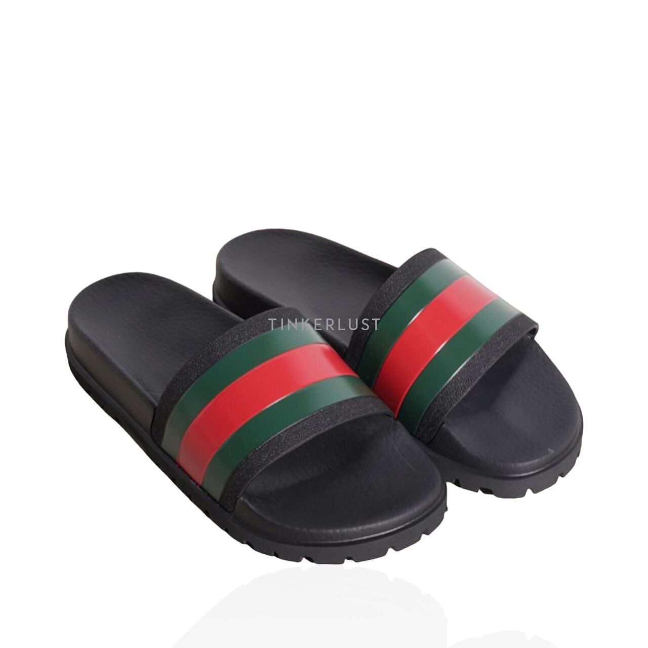 Gucci Men Web Slides in Black Sandals