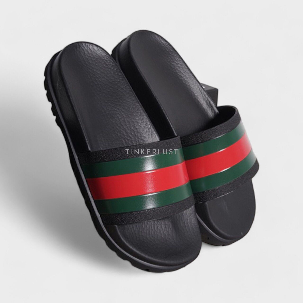 Gucci Men Web Slides in Black Sandals