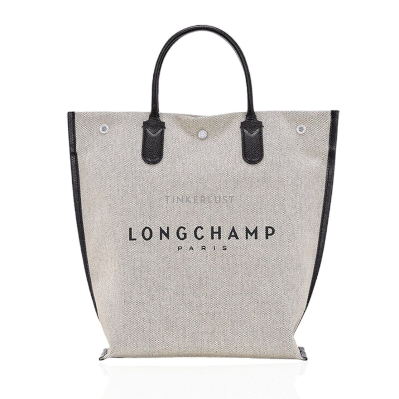 Longchamp Medium Roseau in Ecru Canvas Tote Bag