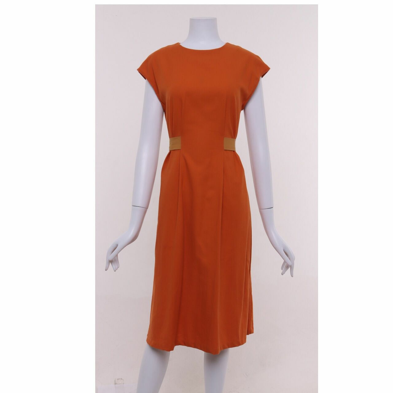 Pomelo. Orange & Khaki Midi Dress