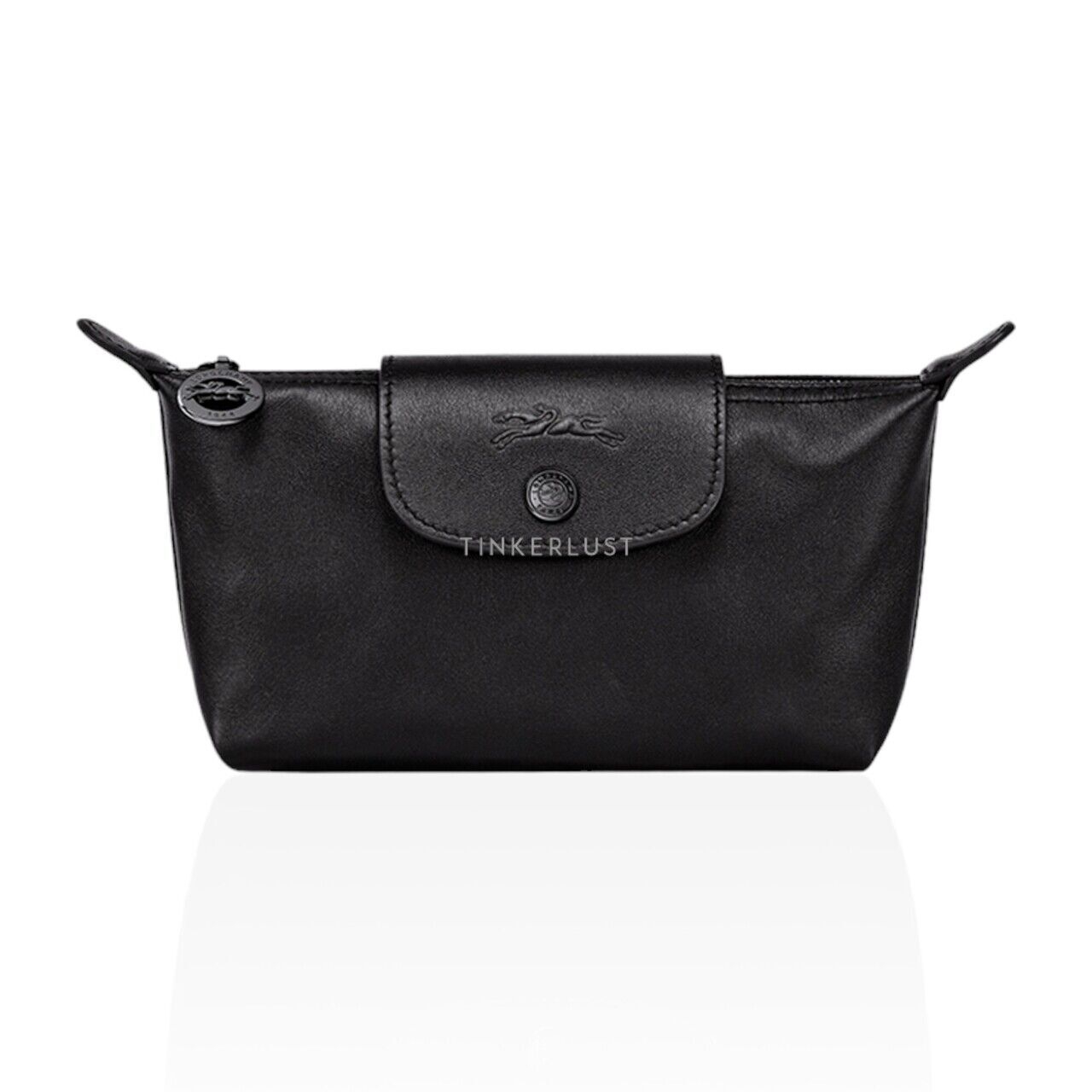 Longchamp Le Pliage in Black Leather Xtra Pouch