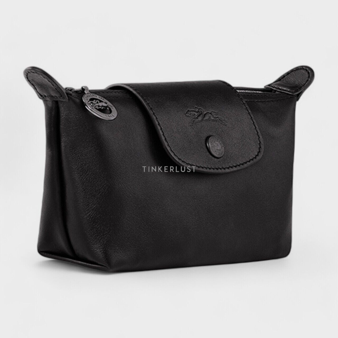 Longchamp Le Pliage in Black Leather Xtra Pouch