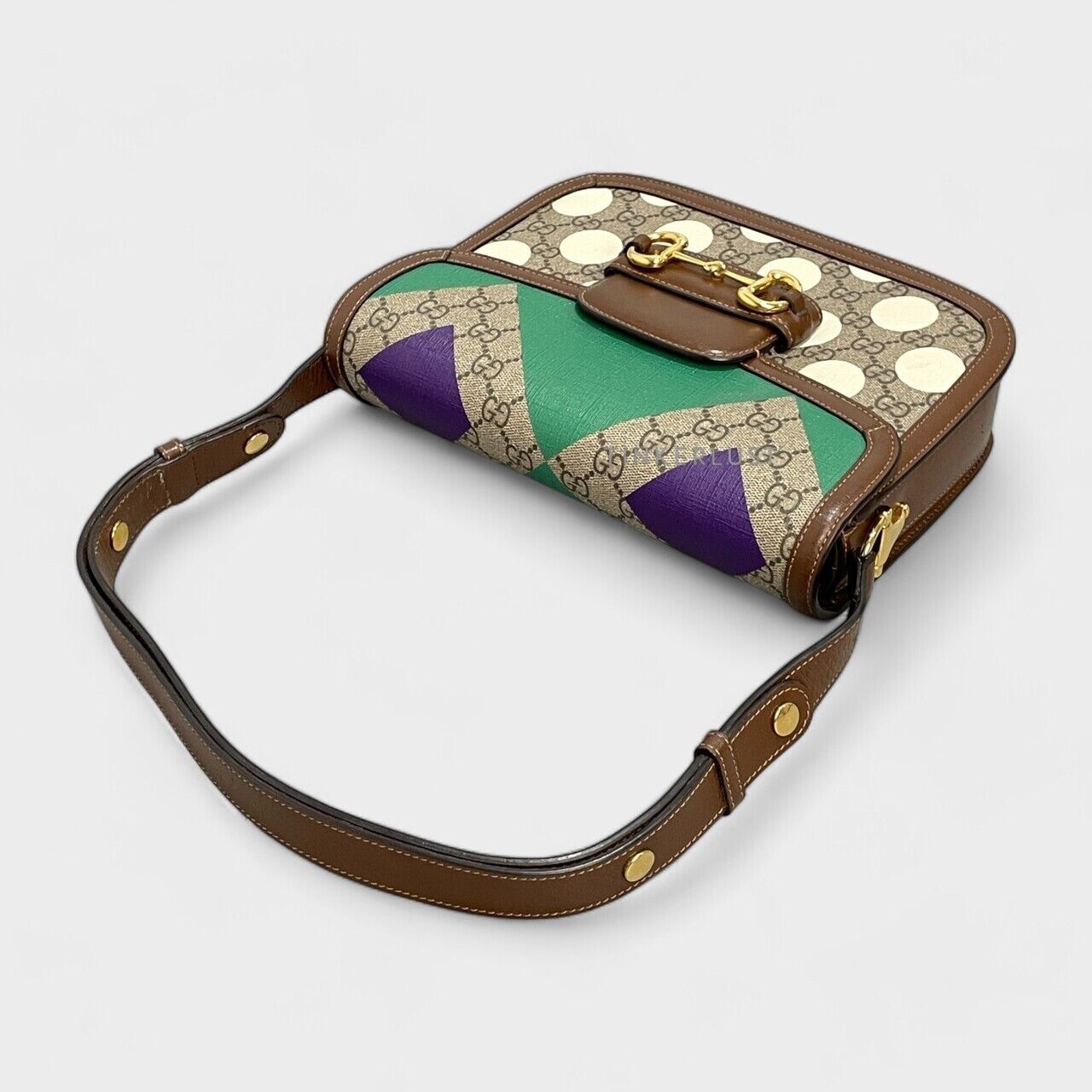 Gucci Horsebit 1955 Geometric Print Shoulder Bag