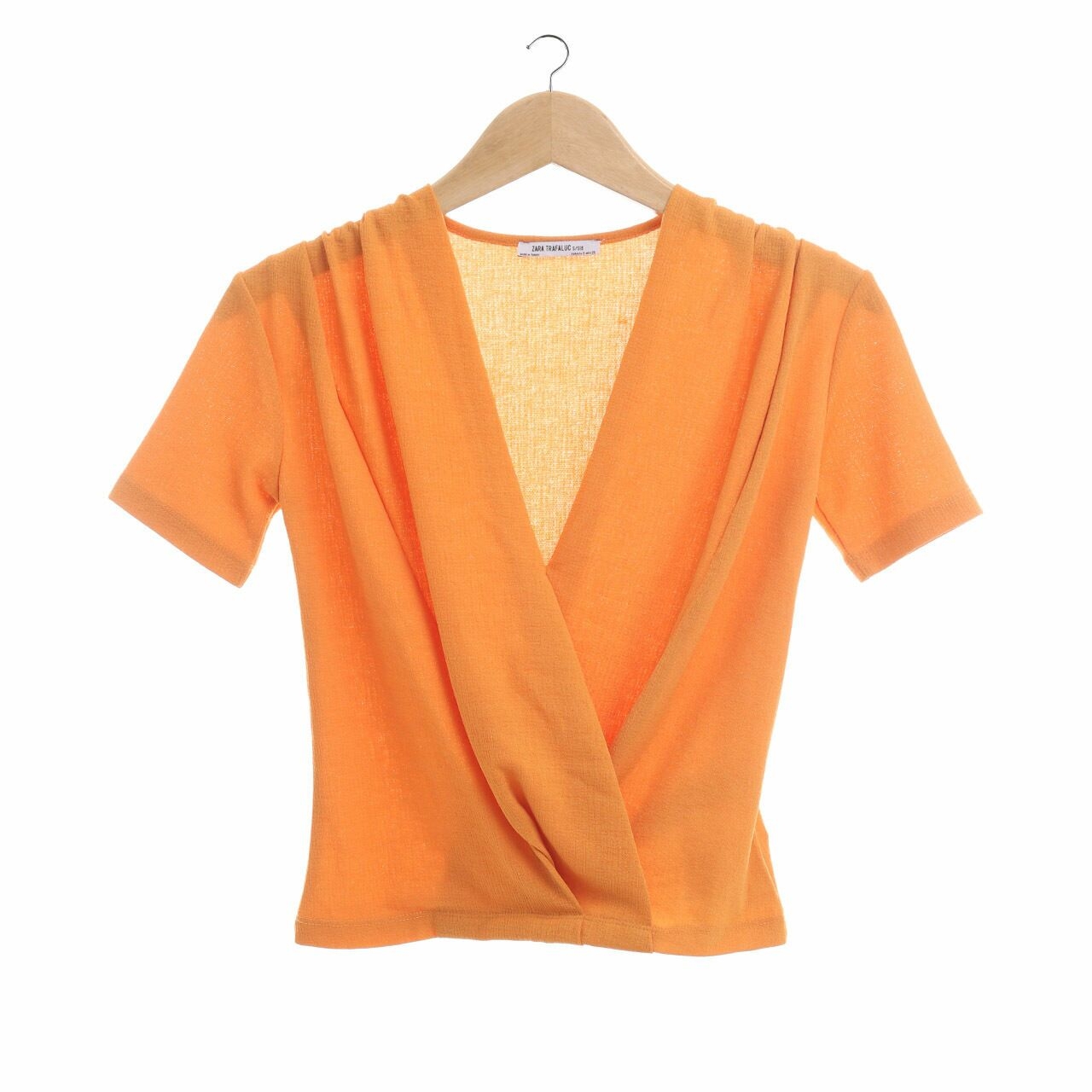 Zara Orange Wrap Blouse