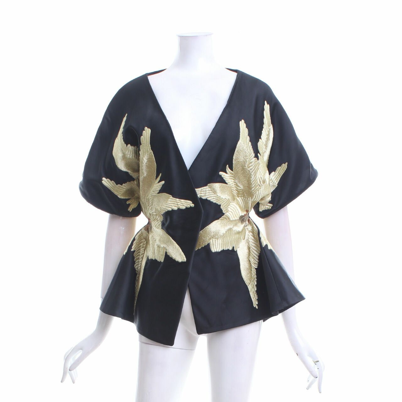 Sean & Sheila Black Gold Embroideryed Outerwear Kimono
