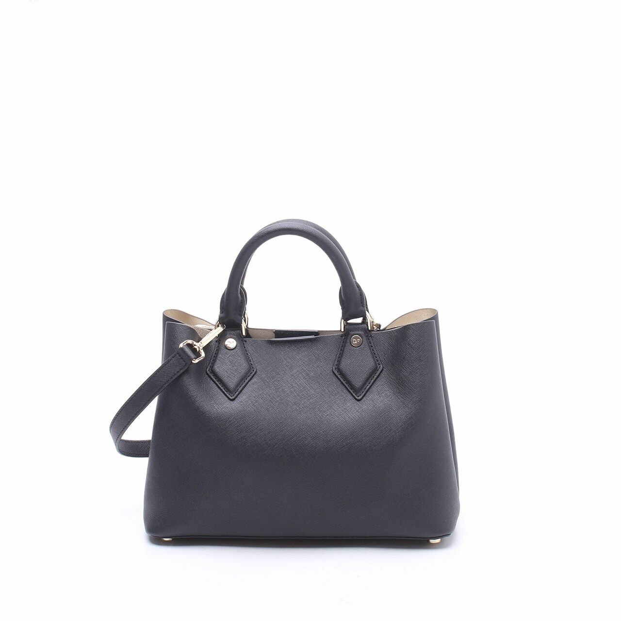 Diane von Furstenberg Women's Voyage on-the-Go Small Leather Carryall Black Satchel Bag