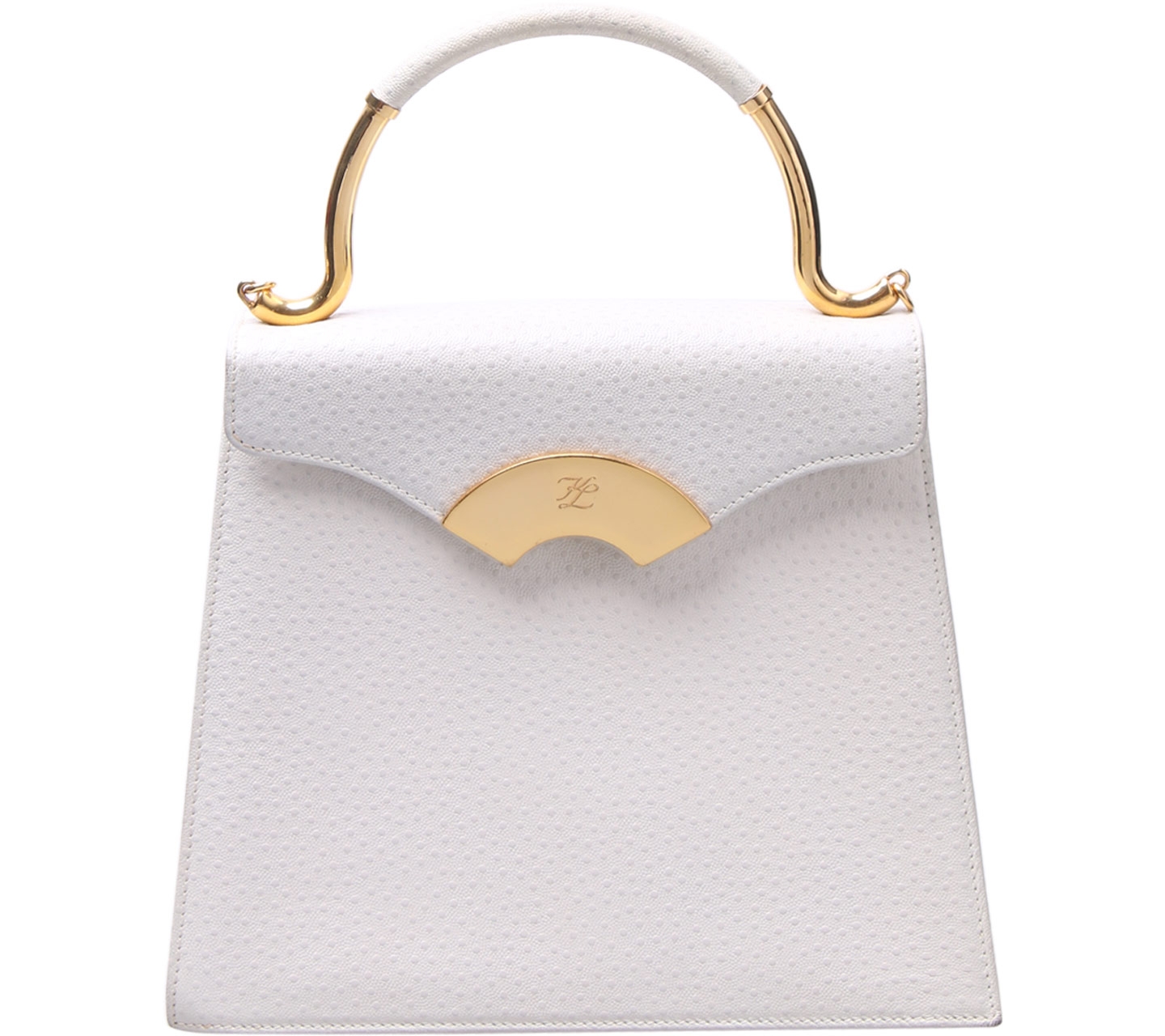 Karl Lagerfeld White And Gold Handbag