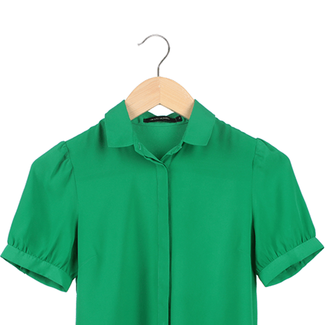 Green Plain Barrel Cuffs Shirt