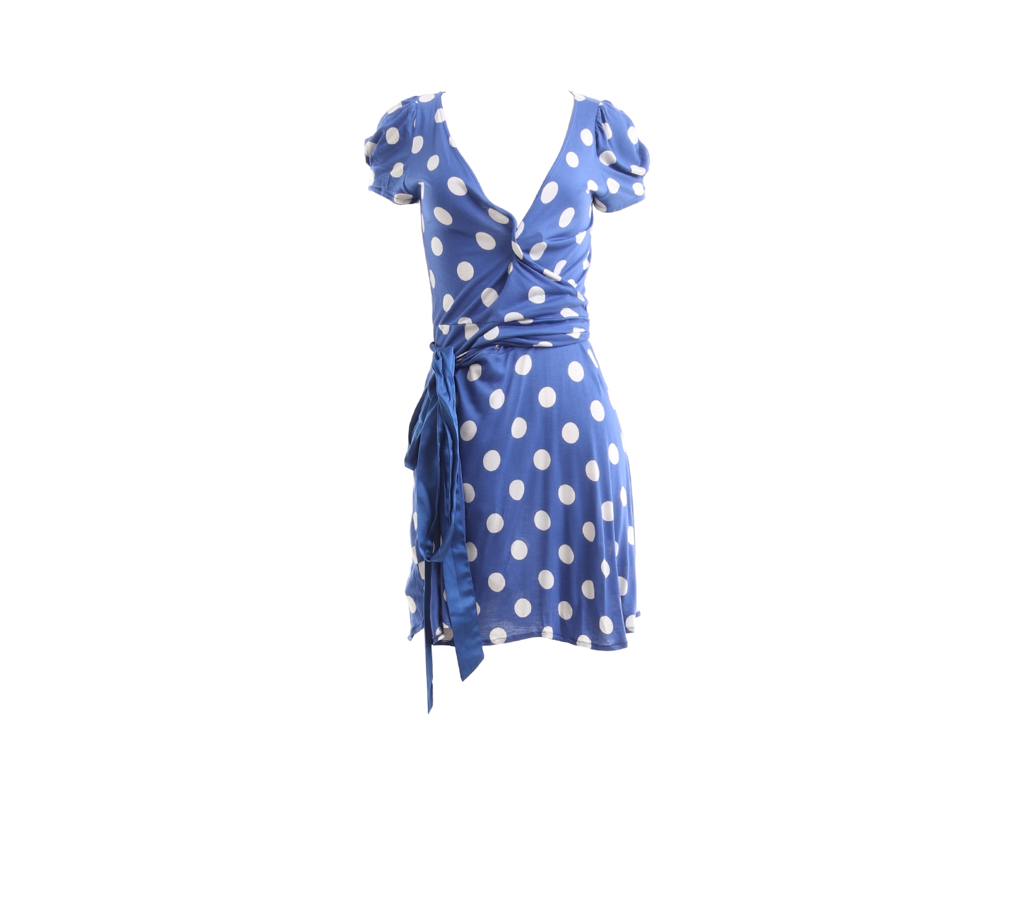 Zara Blue Polka Dot Wrap Mini Dress