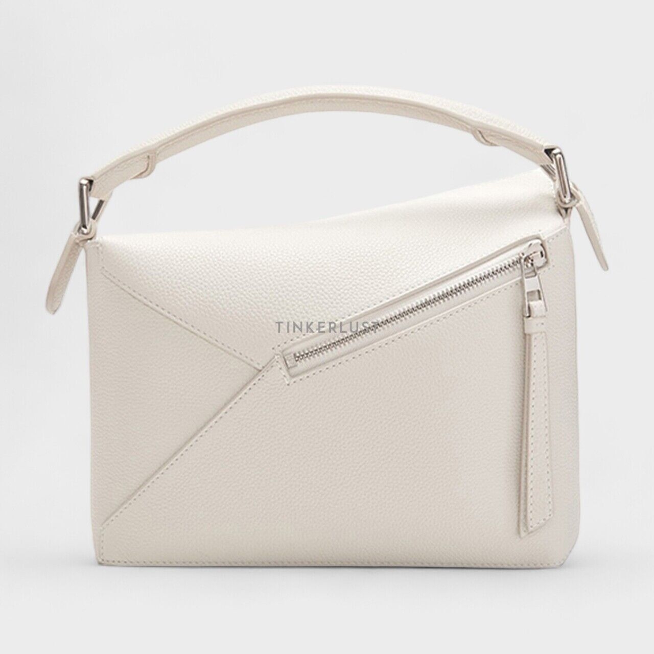 Loewe Small Puzzle Edge Bag in Soft White Soft Grained Calfskin Satchel Bag
