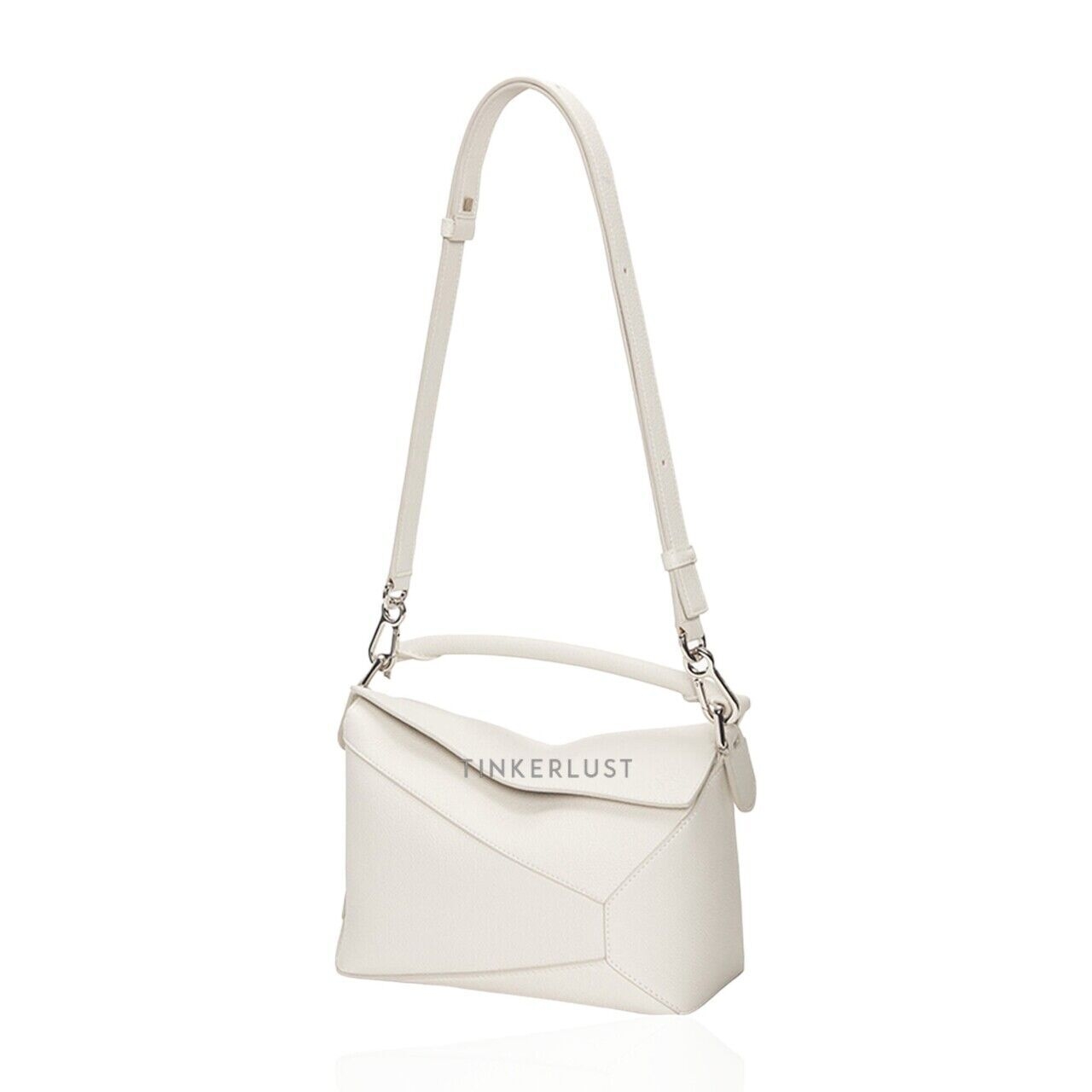 Loewe Small Puzzle Edge Bag in Soft White Soft Grained Calfskin Satchel Bag