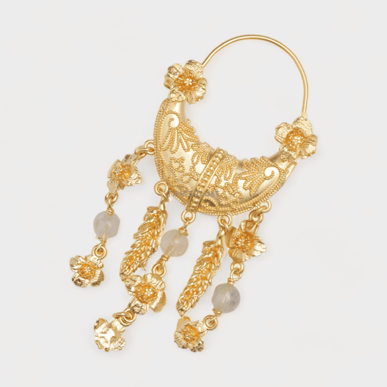Christian Dior Mille Fleurs De Dior Earring in Gold-Finish Metal with Transparent Glass Beads Jewellery