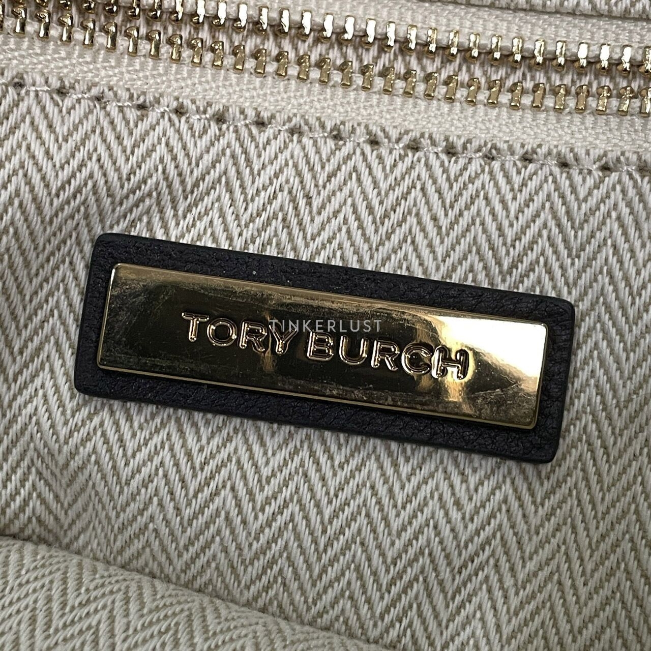Tory Burch Kira Chevron Convertible Small Black Leather GHW Sling Bag