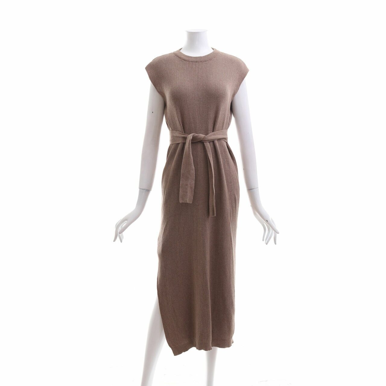 Josephine Anni Light Brown Knit Slit Long Dress