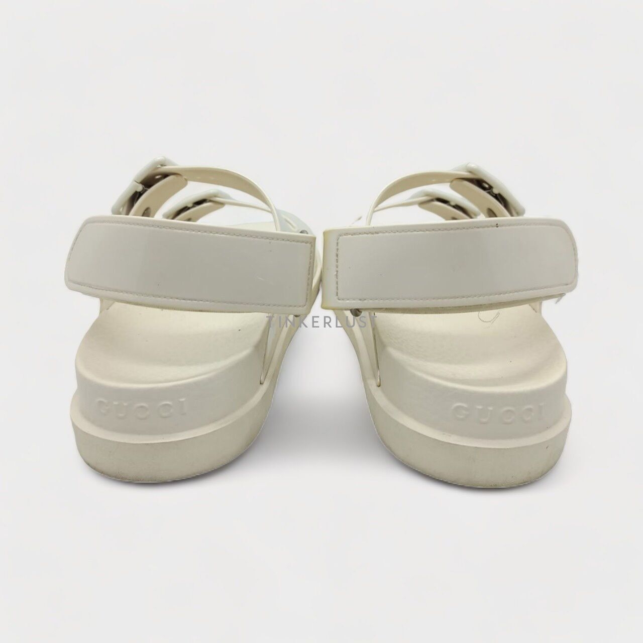 Gucci Mini Double G Dusty White Rubber Sandals