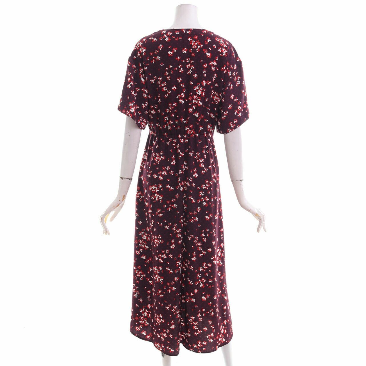 H&M Purple Wine V-Neck Floral Midi Dress