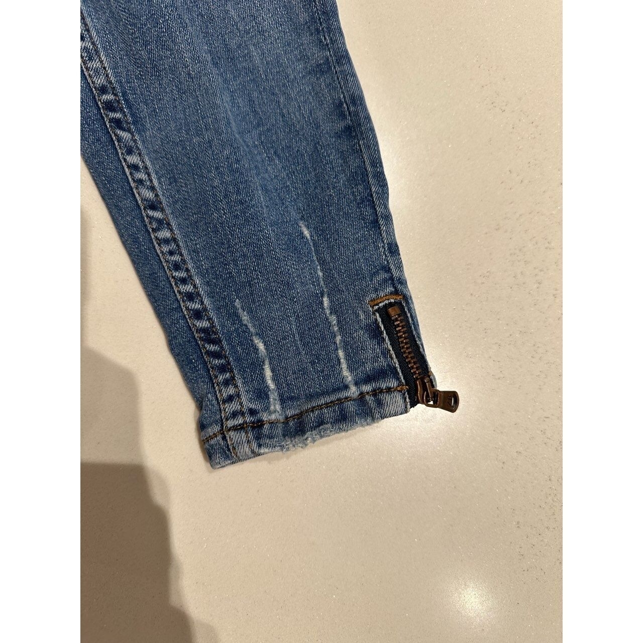 Zara Blue Mid Waist Ripped Jeans
