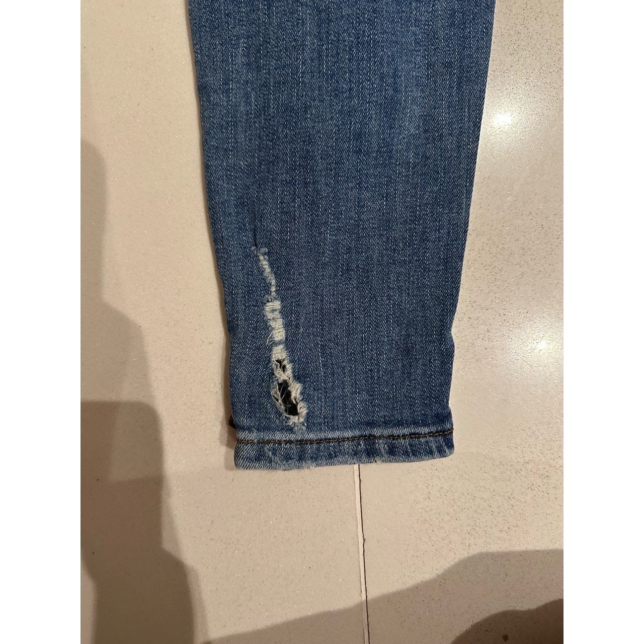 Zara Blue Mid Waist Ripped Jeans