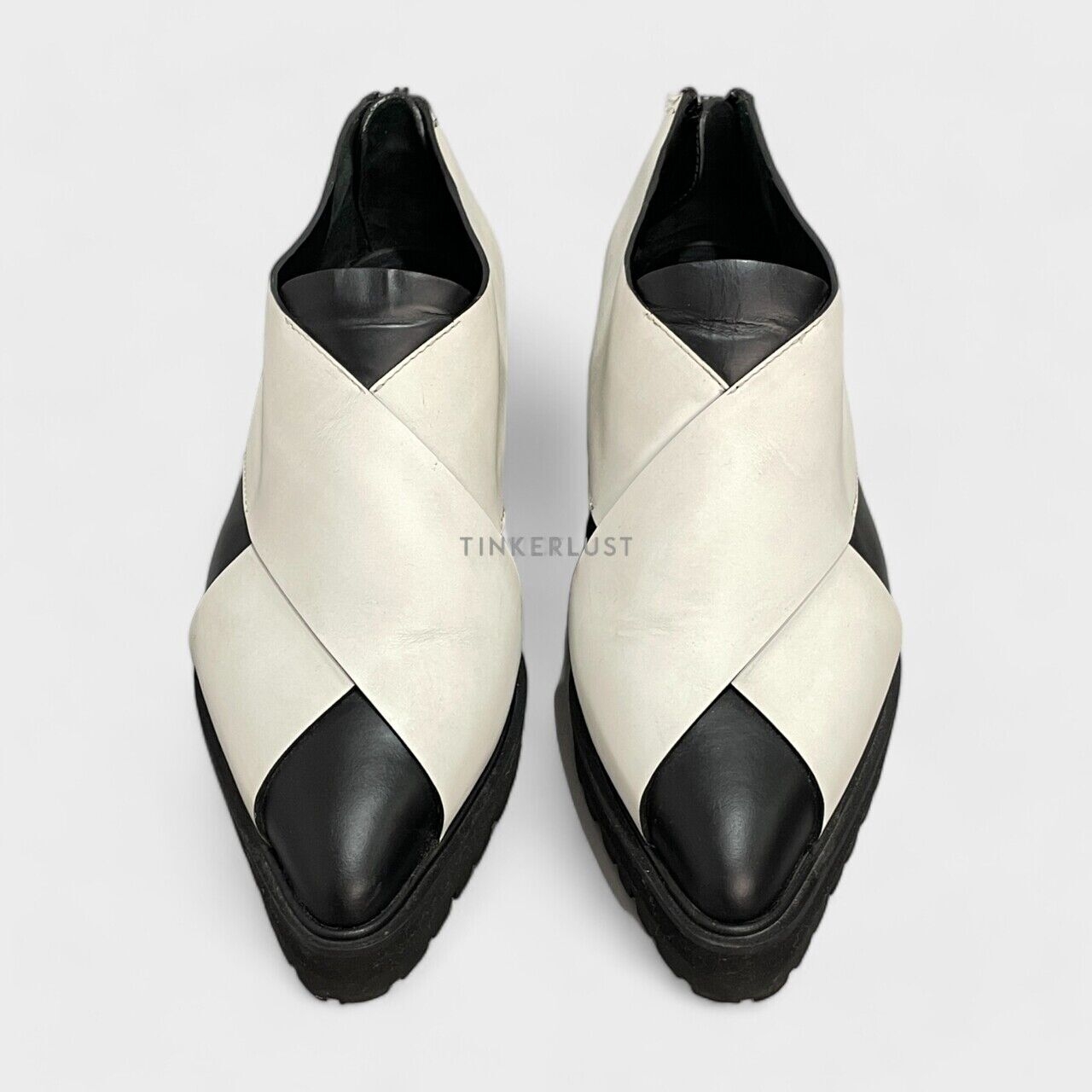 Proenza Schouler Black & White Leather Colorblock Pattern Loafers