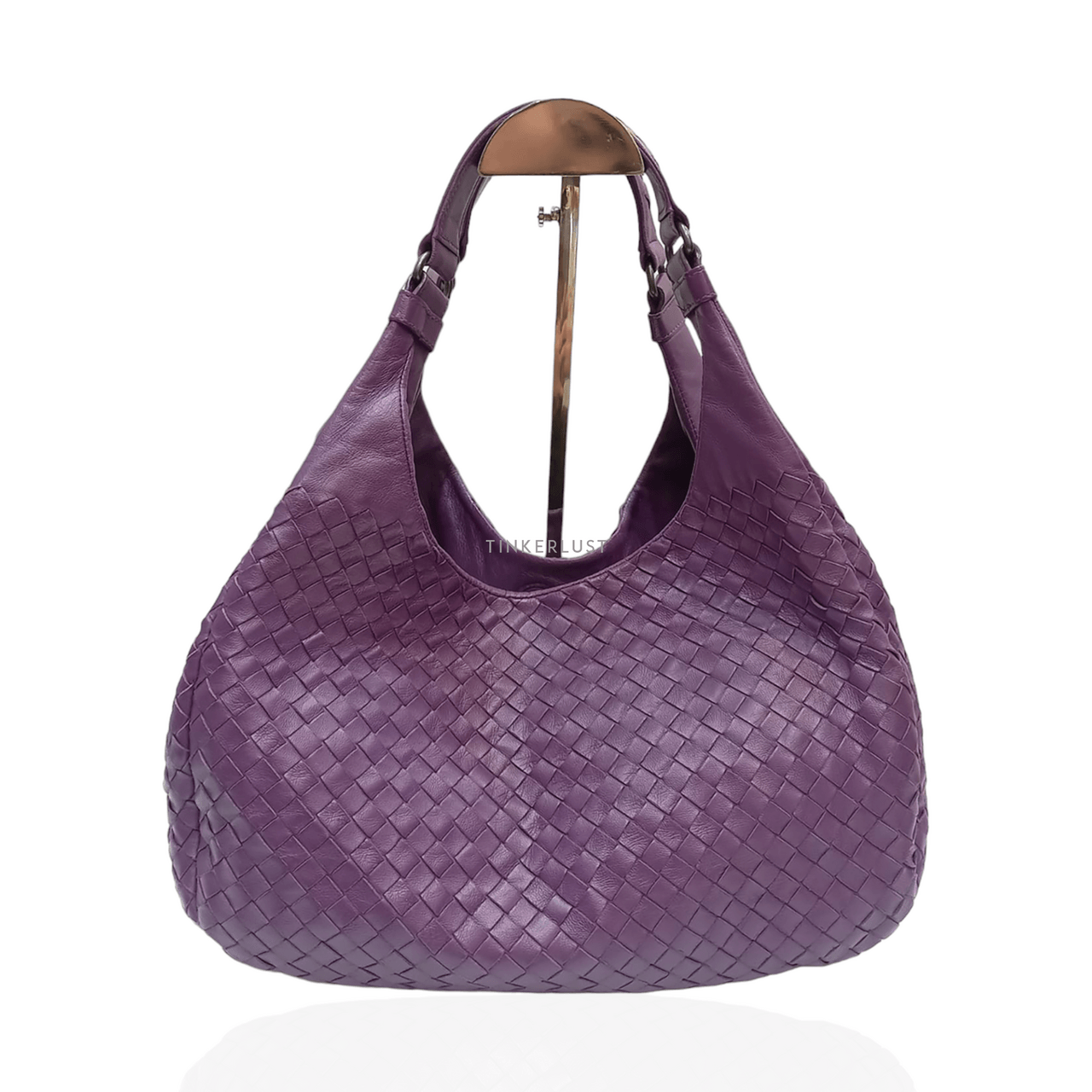 Bottega Veneta Campana Small Hobo Intrecciato Purple Shoulder Bag