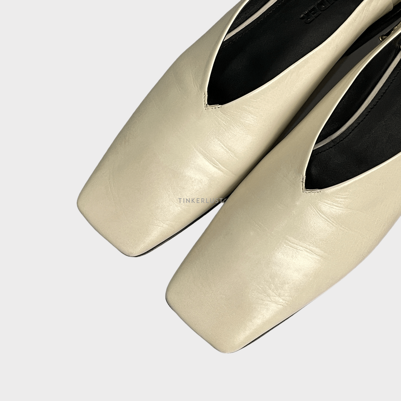 Jil Sander Embellished Glossed-leather Ivory Ballet Flats